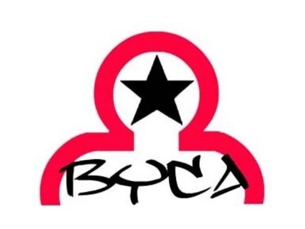 BYCA logo - black text with a black star above it. A thick red line runs around both the text and the star.