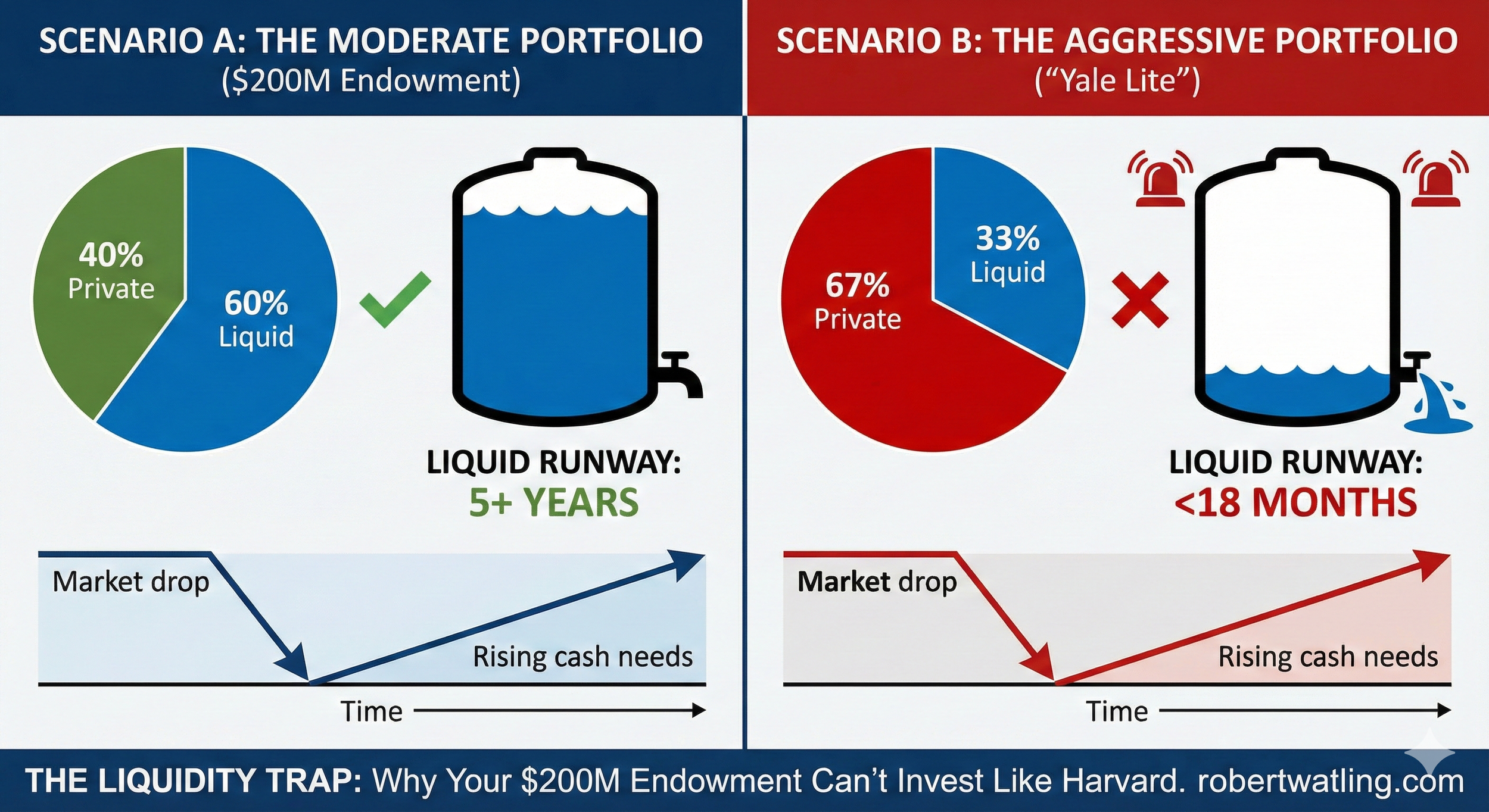 The Liquidity Trap: Why Your $200M Endowment Can’t Invest Like Yale and Harvard