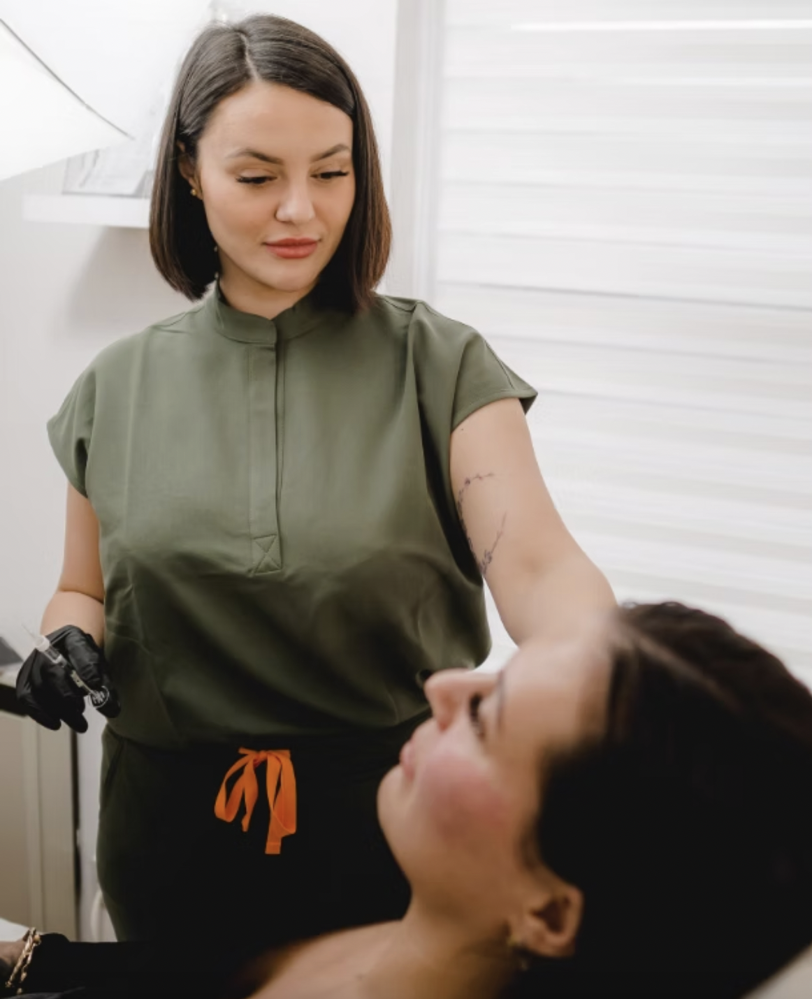 The owner Maria speaking with a client