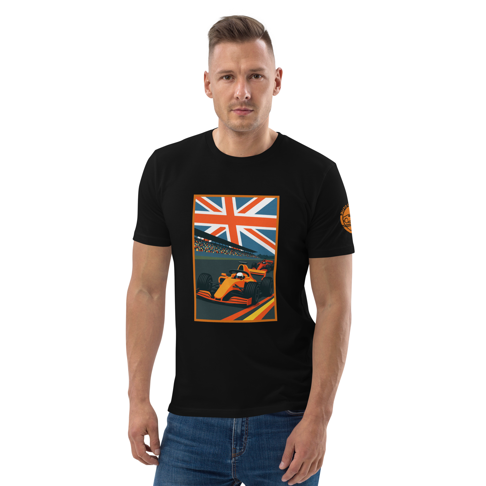 Auto Culture Union Jack Orange Racing Crewneck