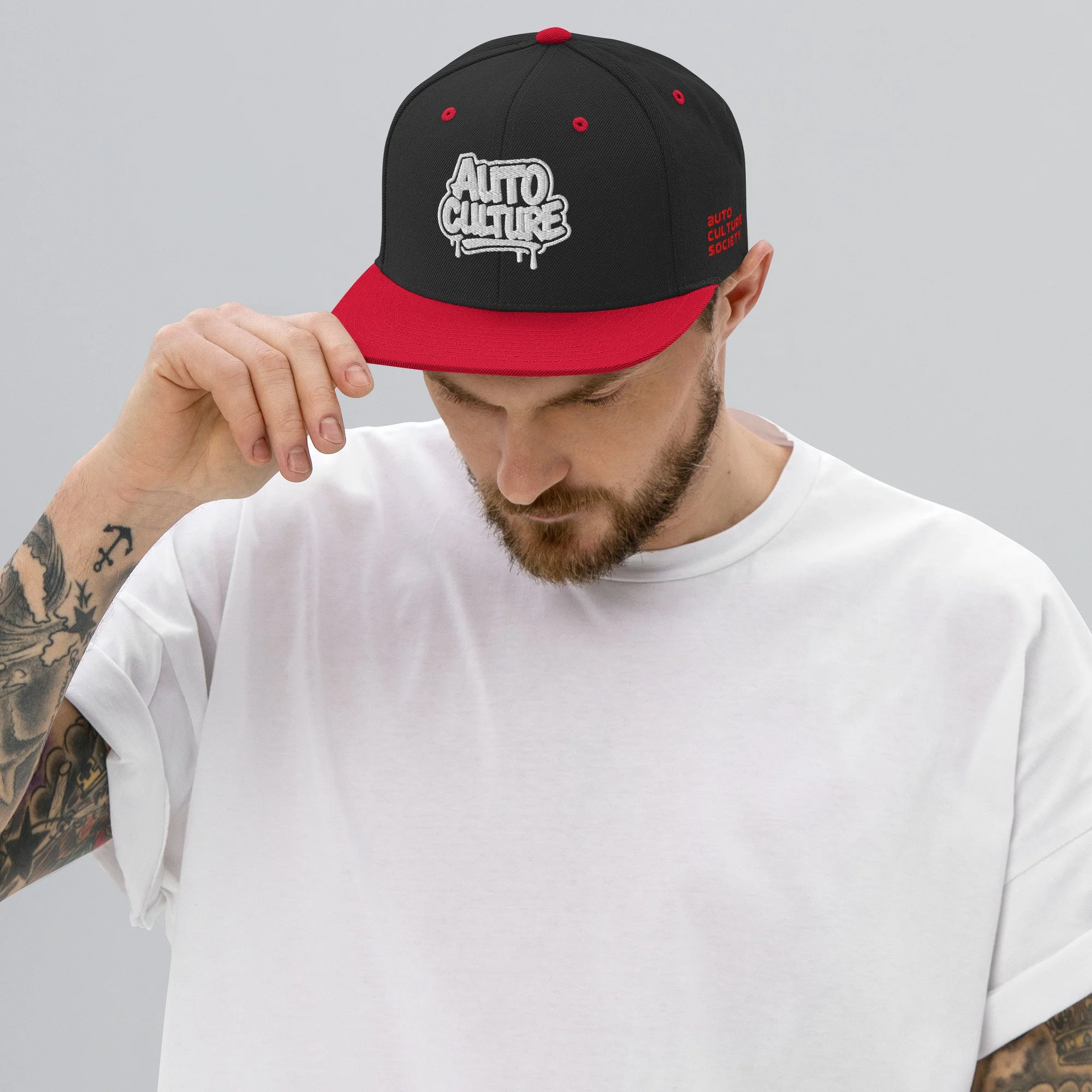 Auto Culture Street Logo Snapback Black Red