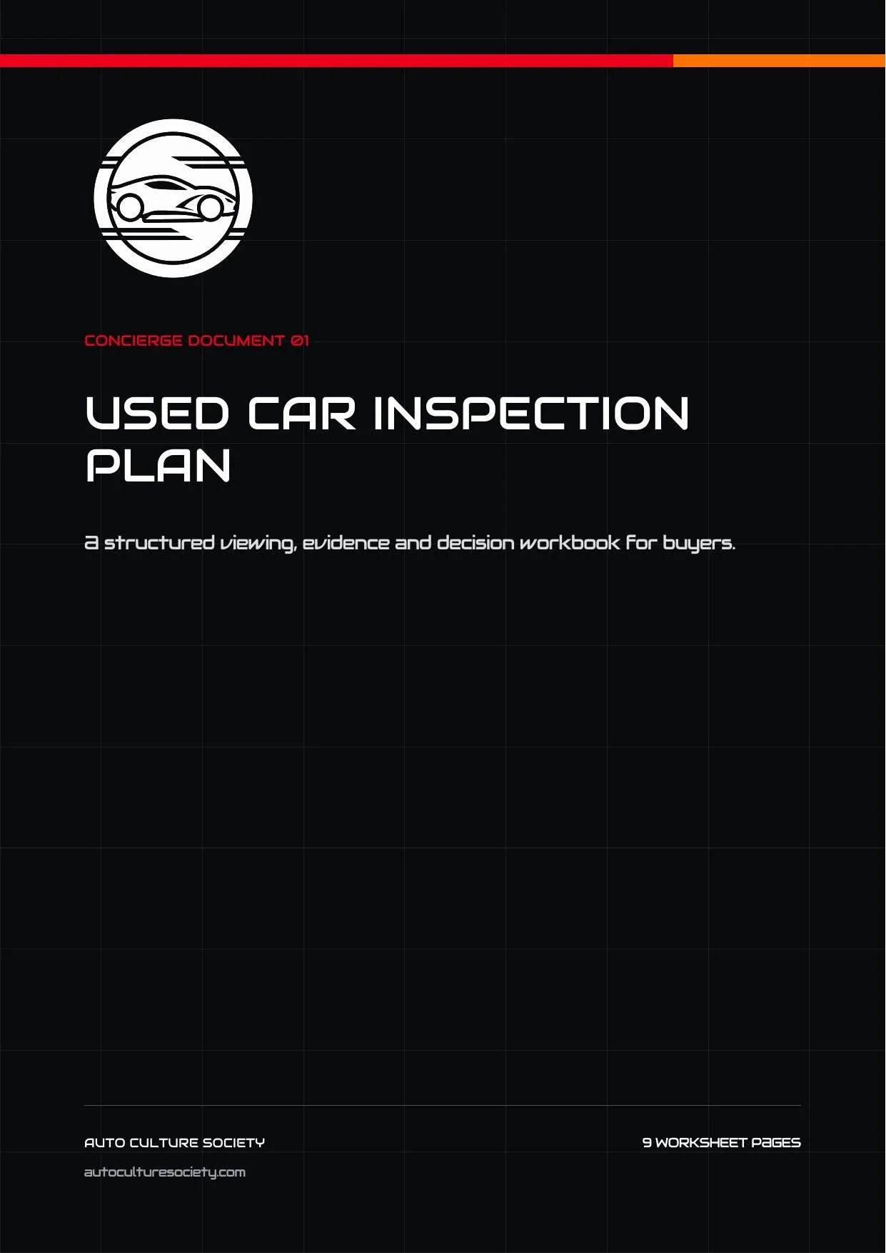 Used Car Inspection Plan | 10 Page Printable PDF
