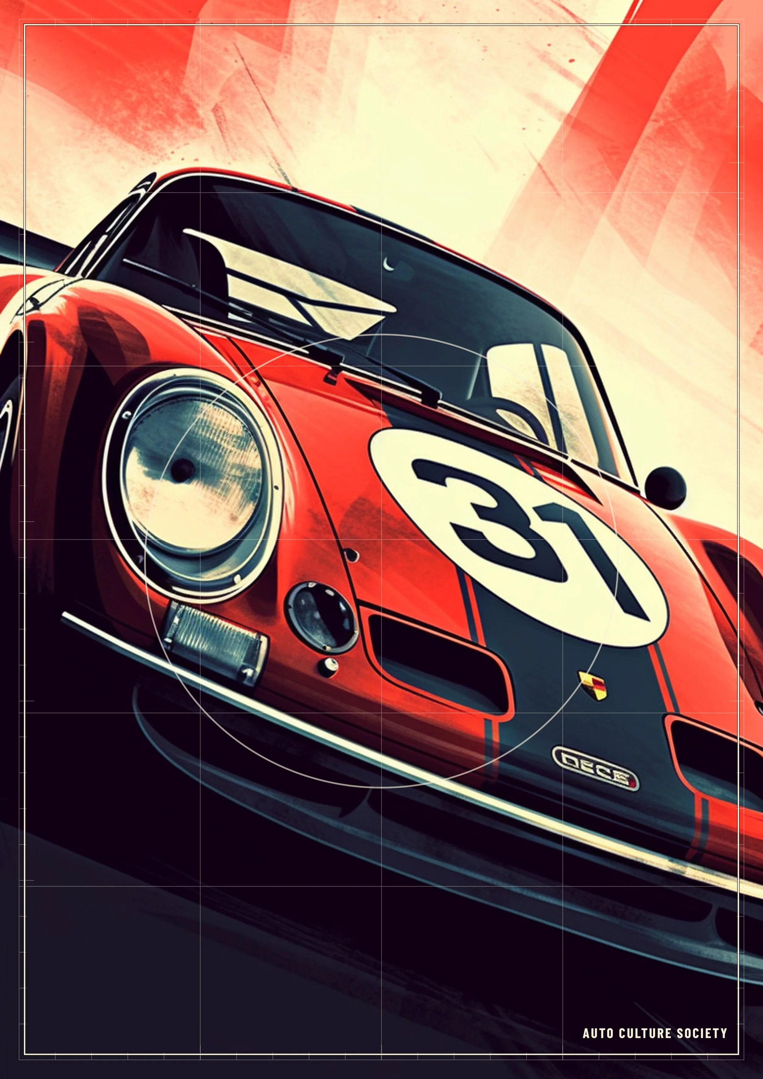 Number 37 Retro Racing Art Print