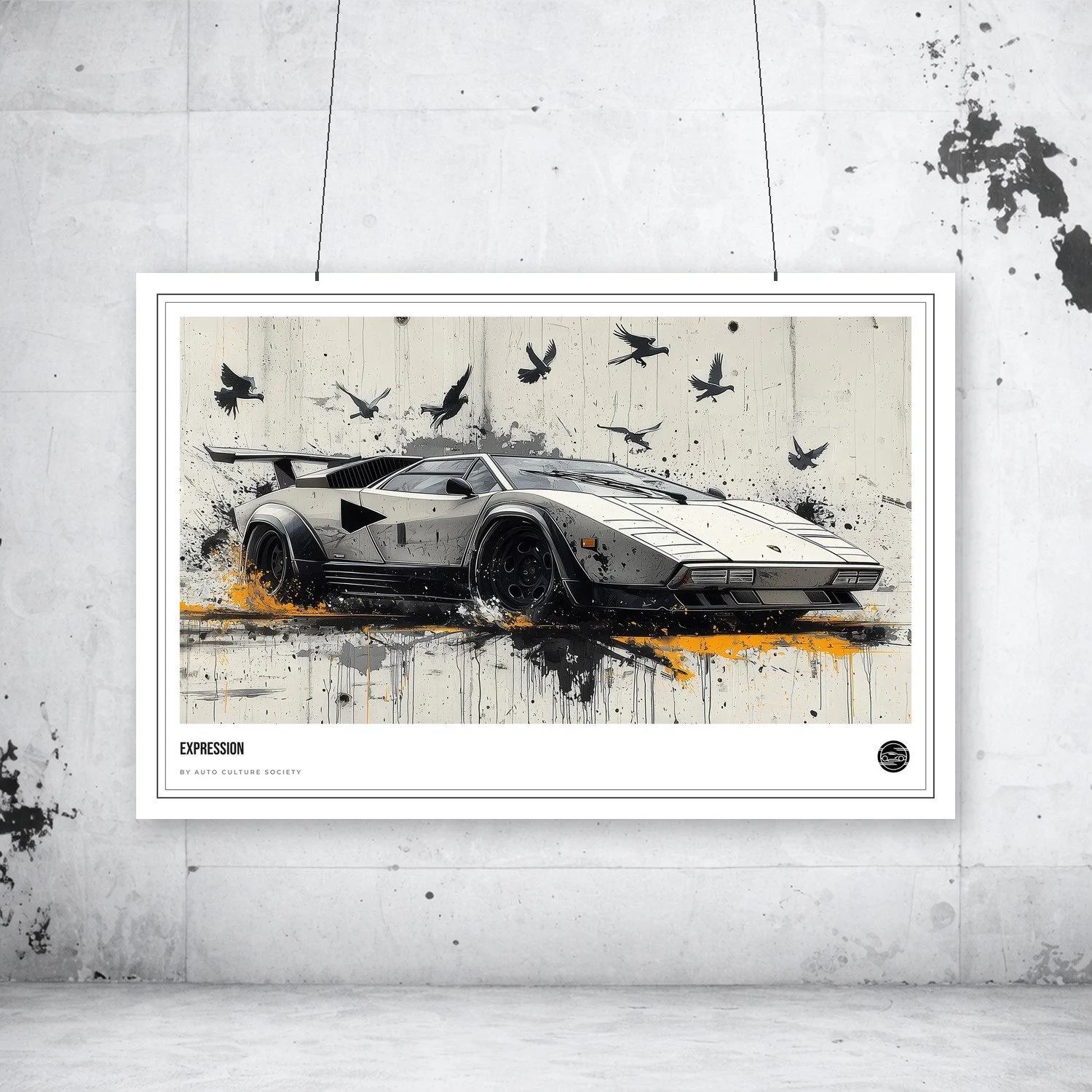 Print | Lamborghini | White | Graffiti 02 | Black Edition & White Edition | 12 Image Set