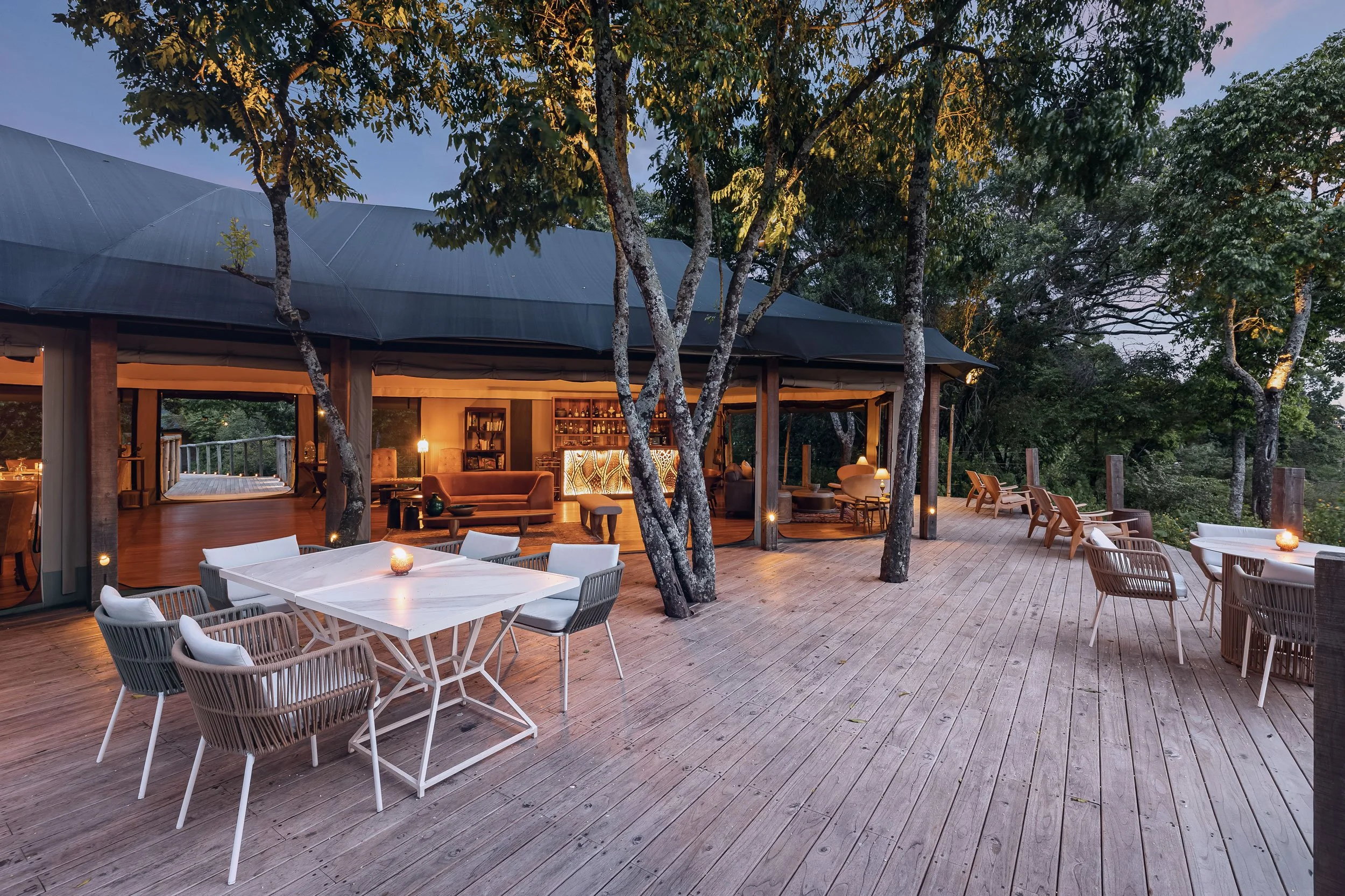 Resort outdoor lounge and relaxation area photographed to highlight luxury hospitality design and guest experience.