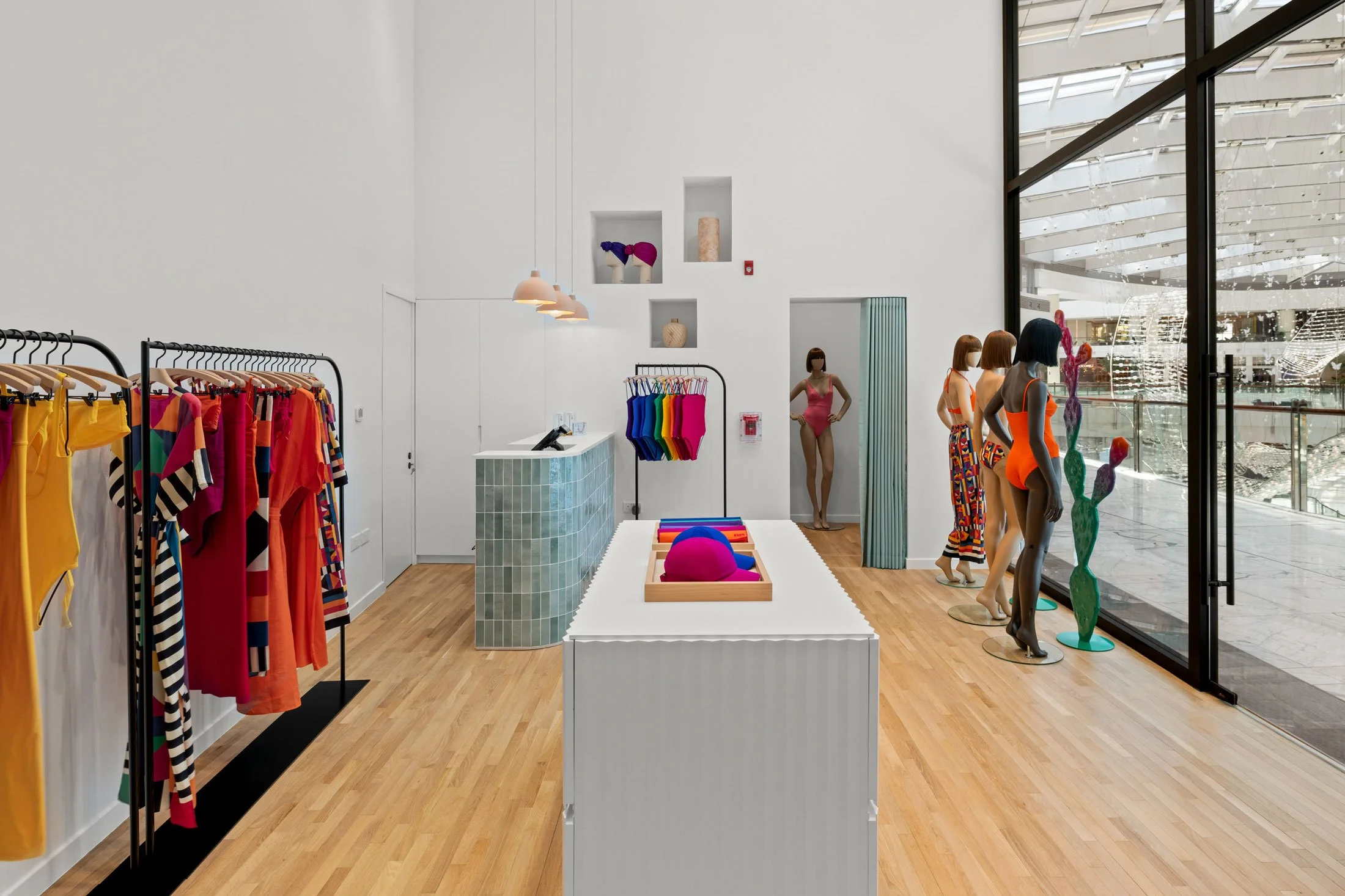 Modern retail interior photography showcasing boutique shopping spaces, premium displays, and contemporary store design.