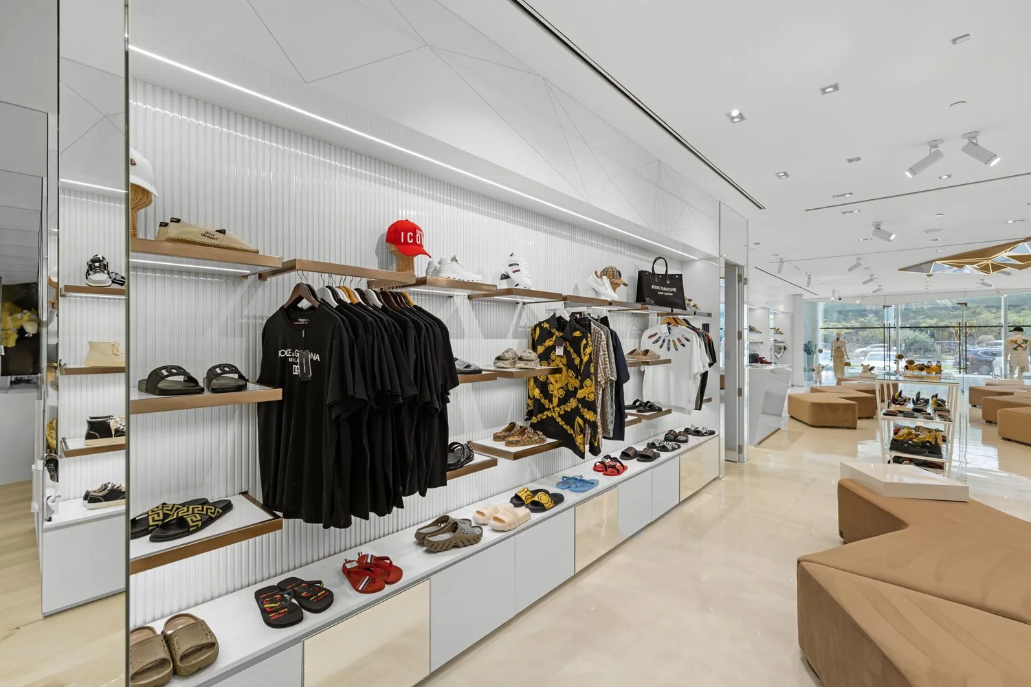 Luxury retail boutique photography highlighting premium interior design, curated product displays, and elegant shopping environments.