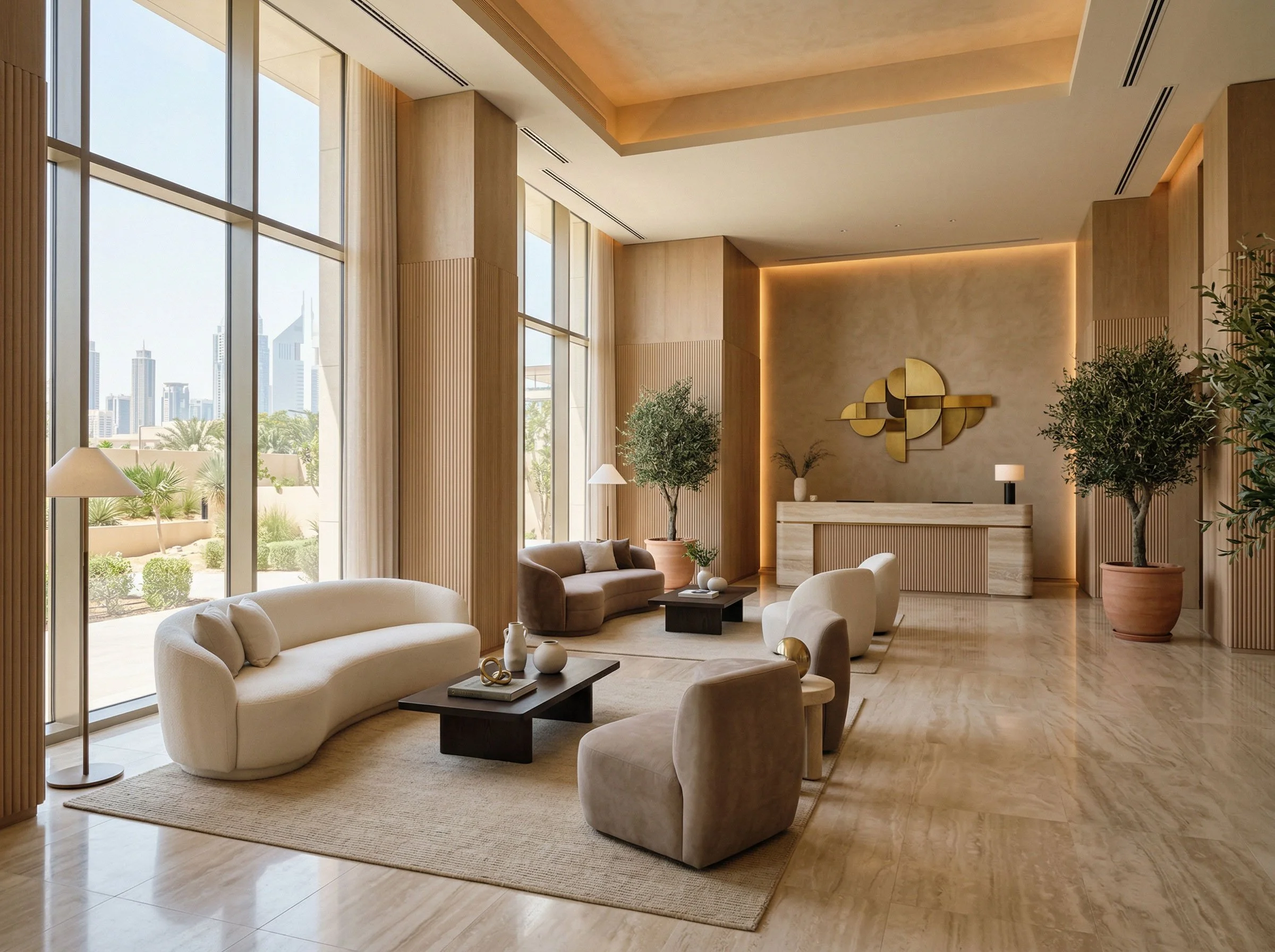 Hotel lounge photography highlighting warm interiors, premium furnishings, and welcoming hospitality spaces.