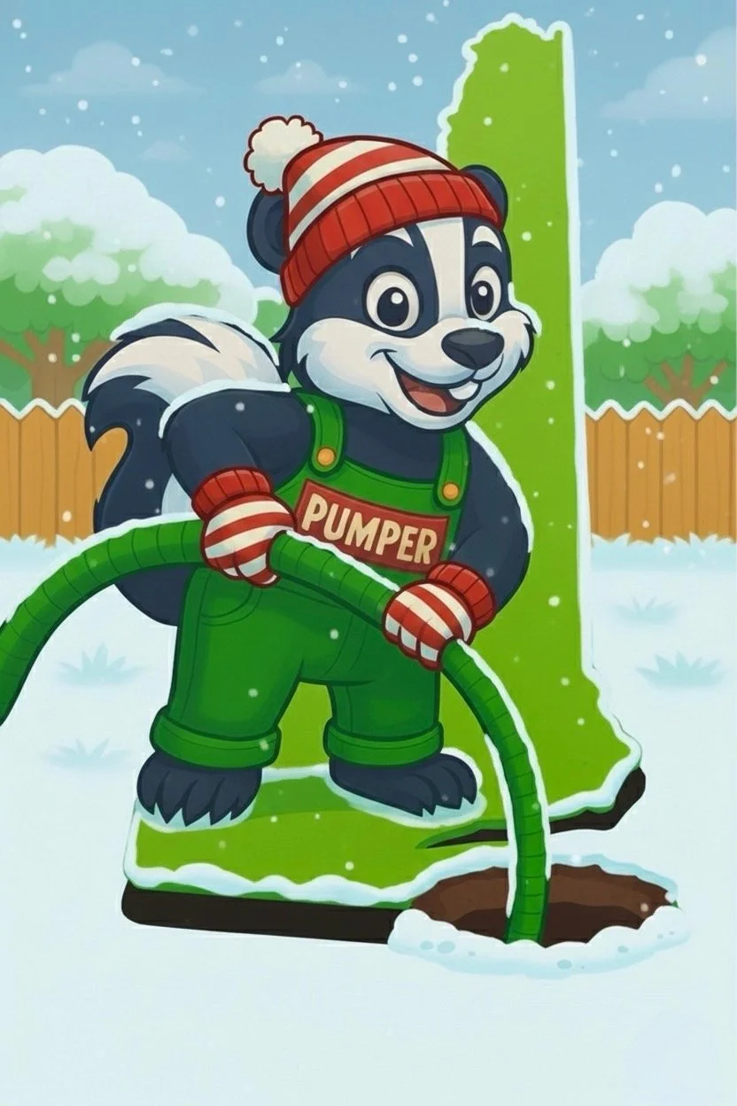 Dumper demonstrating he provides septic pumping services in New Hampshire.