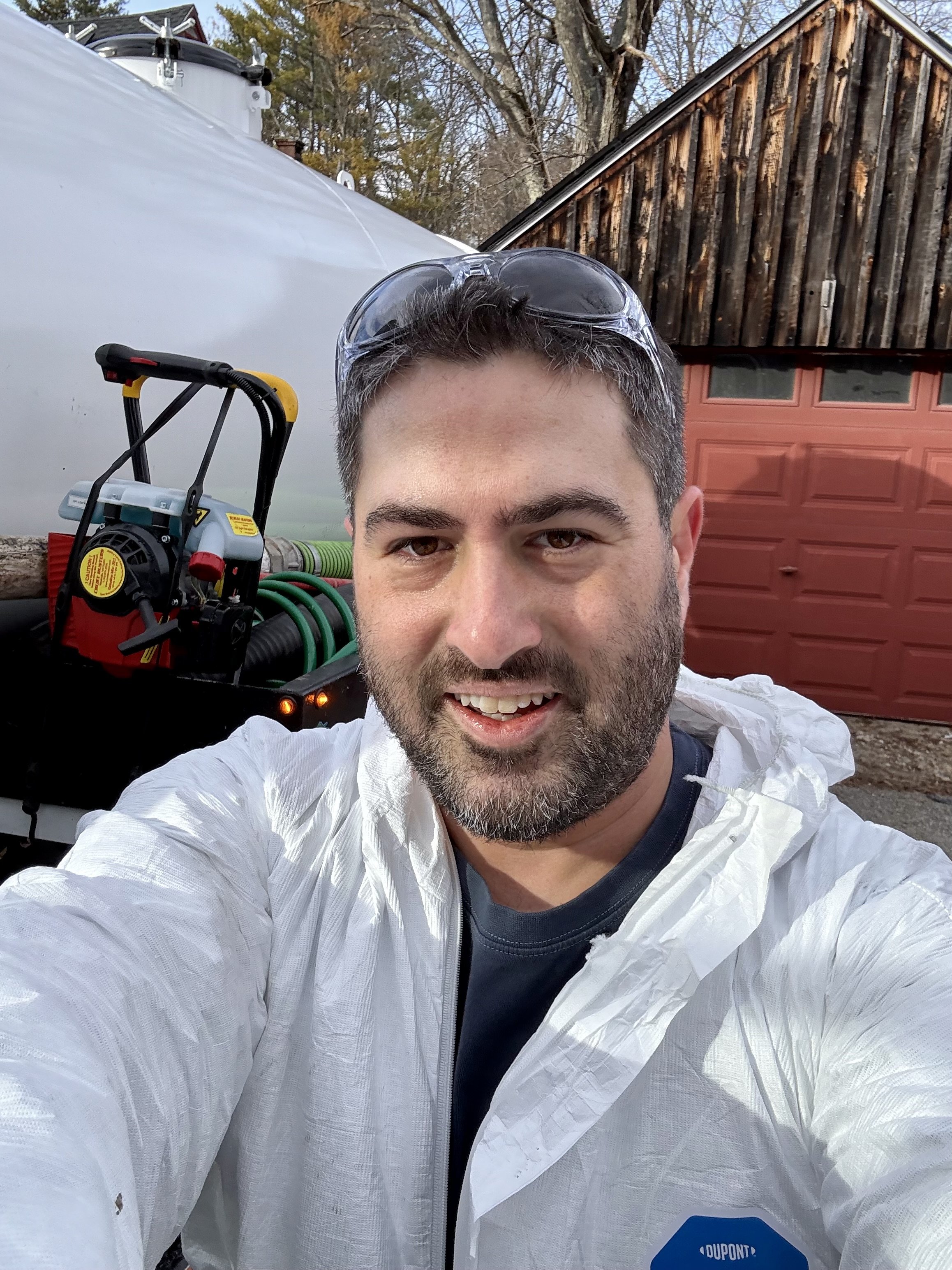 A Waste Warriors selfie after an emergency septic pumping.