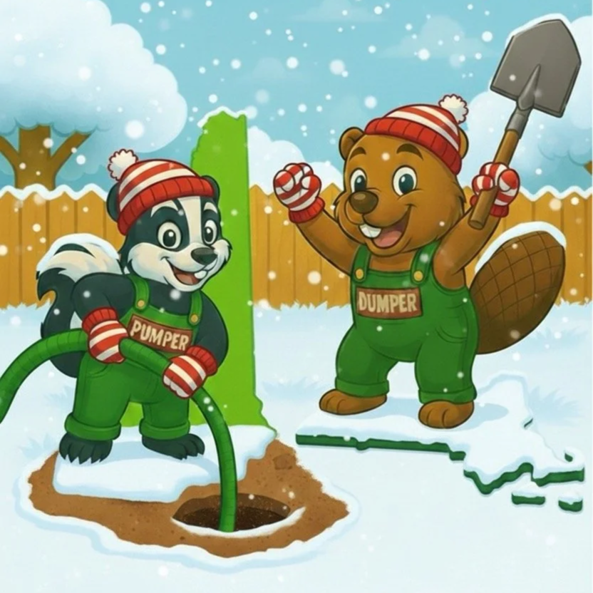 Pumper and Dumper of Waste Warriors demonstrating that they provide septic services in New Hampshire and Massachusetts!