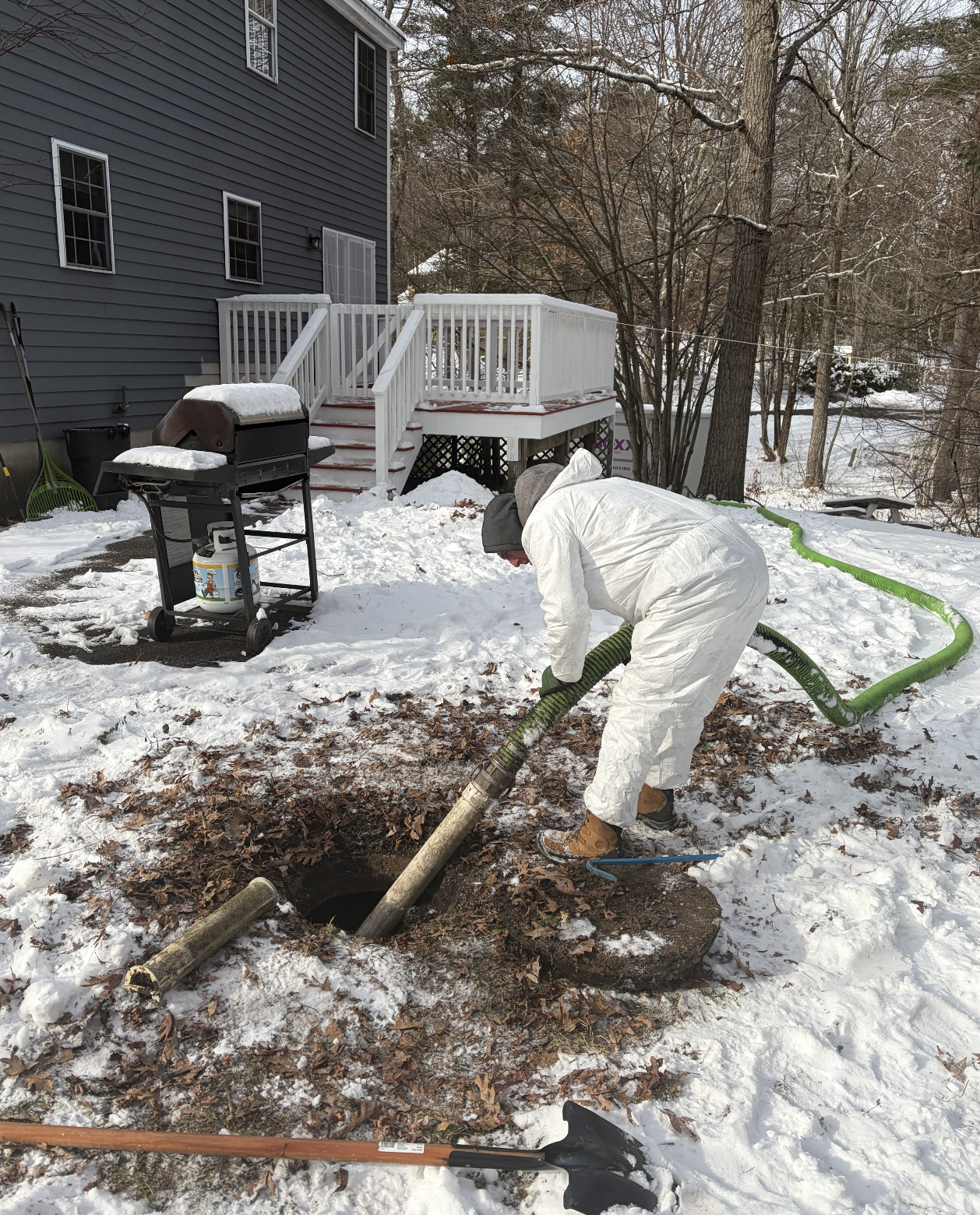 Pumping out a septic for a customer.