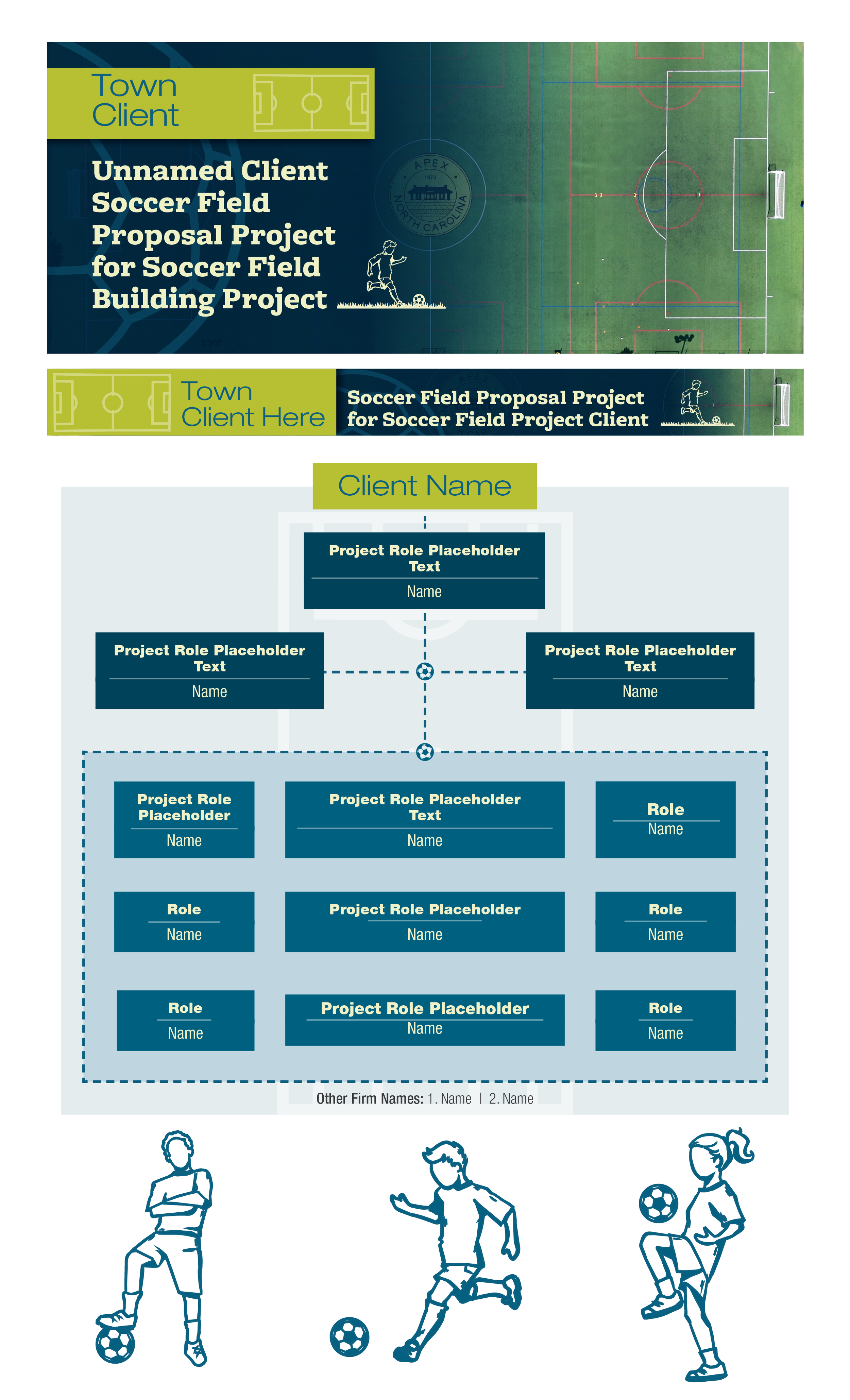 Request for qualifications proposal design: Cover, header, organizational chart, and assets for Baseball Field Construction Project for Kimley-Horn