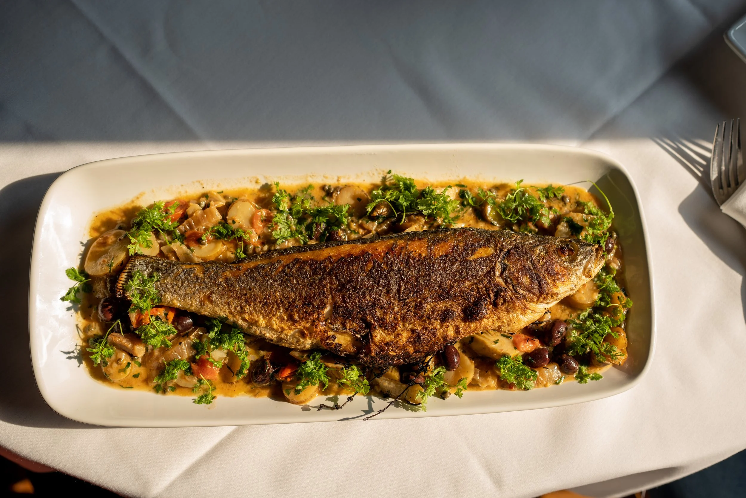 Whole fish presentation at Circa 1922 in historic downtown Wilmington.