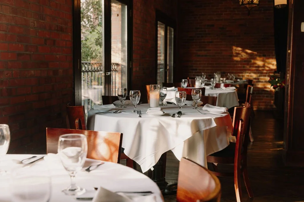 The upstairs dining room at Circa 1922 overlooking N Front Street in downtown Wilmington, NC