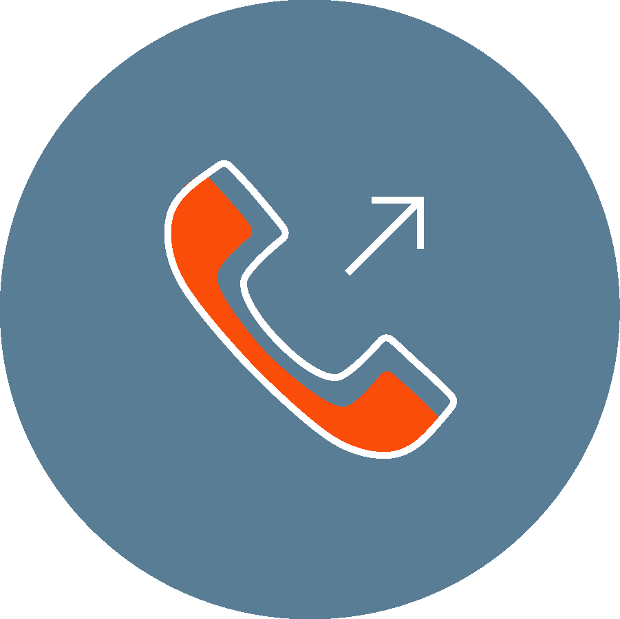 Icon of a phone receiver with an arrow pointing outward, indicating an outgoing or making a call.