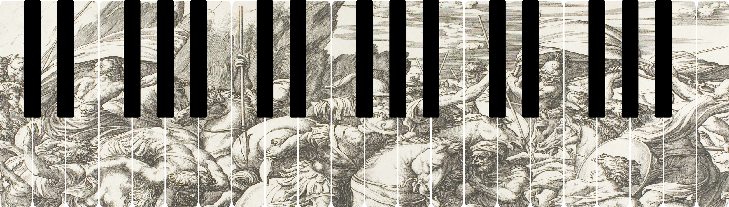 Battle Around Shield and Lance - Piano Key Decal Set