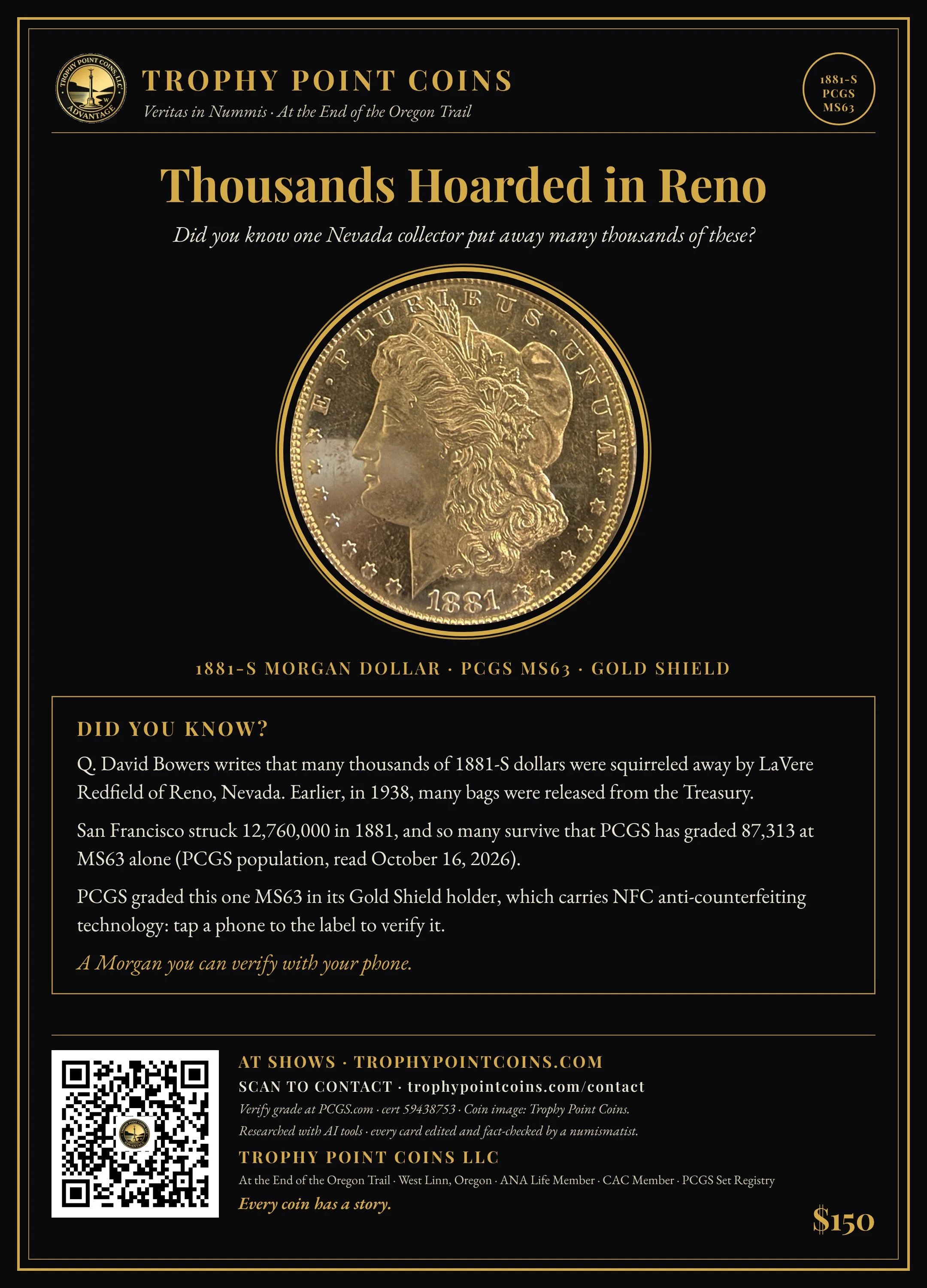 1881-S Morgan Dollar MS63 PCGS