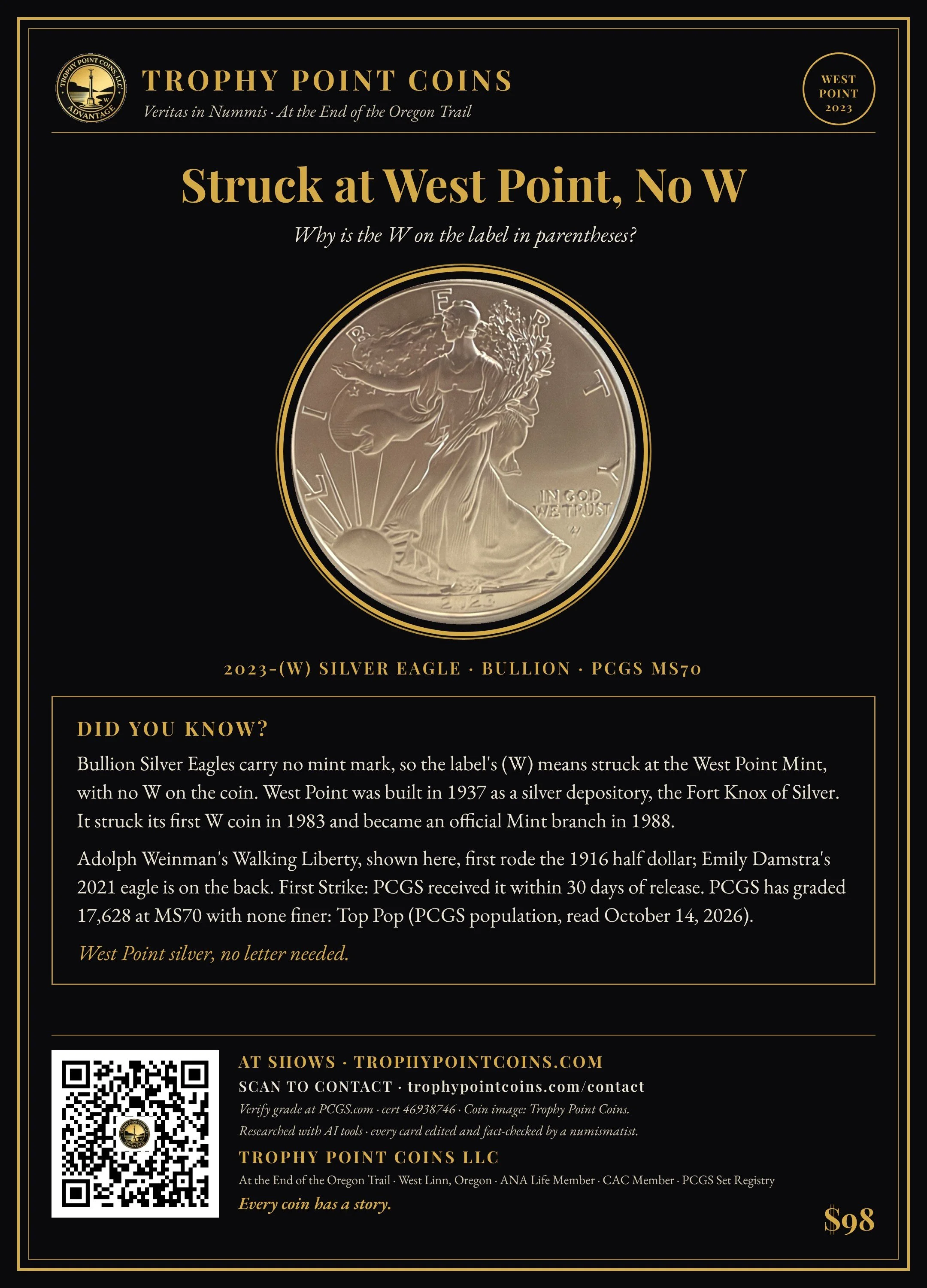 2023-W American Silver Eagle MS70 PCGS