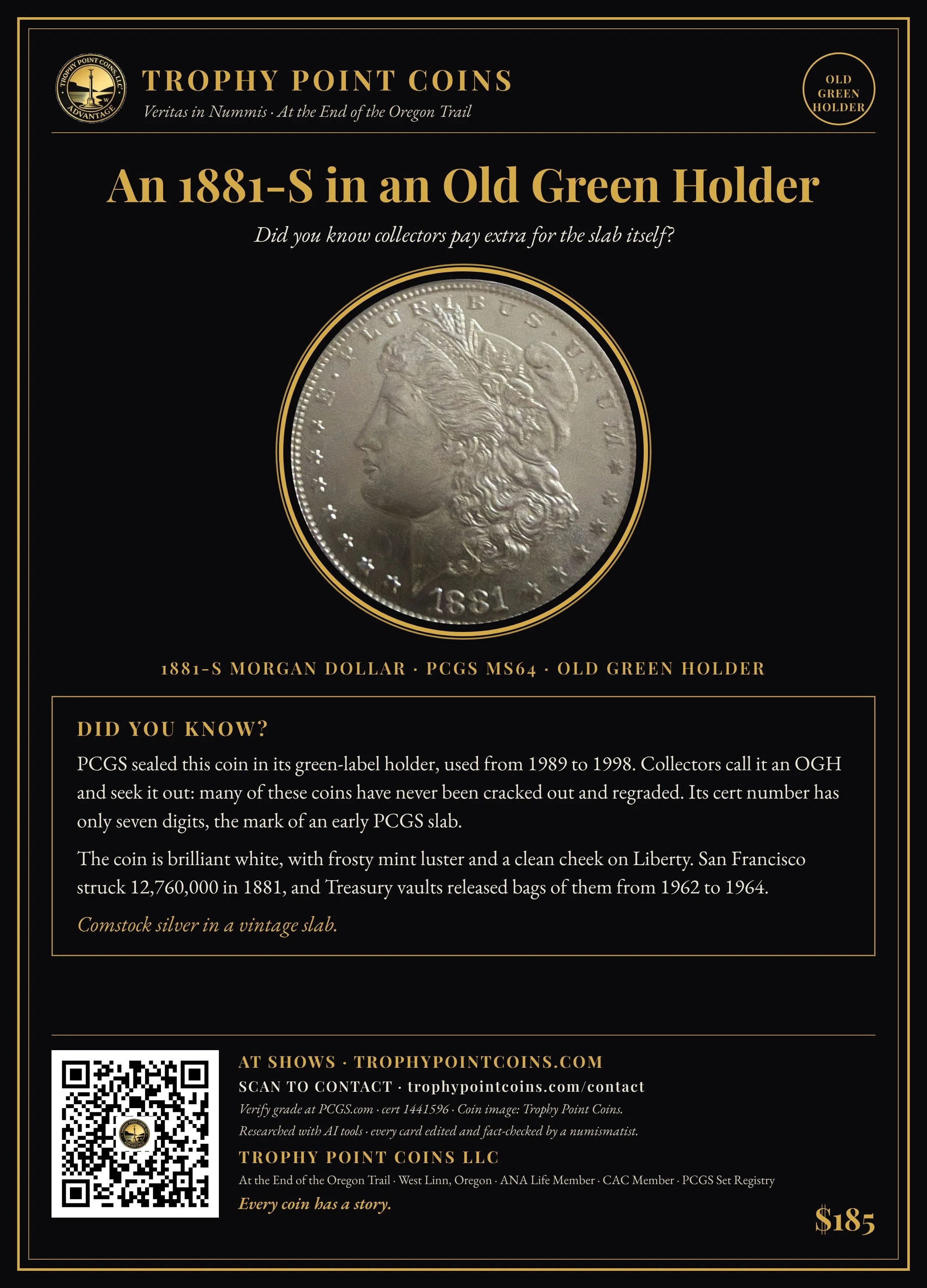 1881-S Morgan Dollar MS64 PCGS