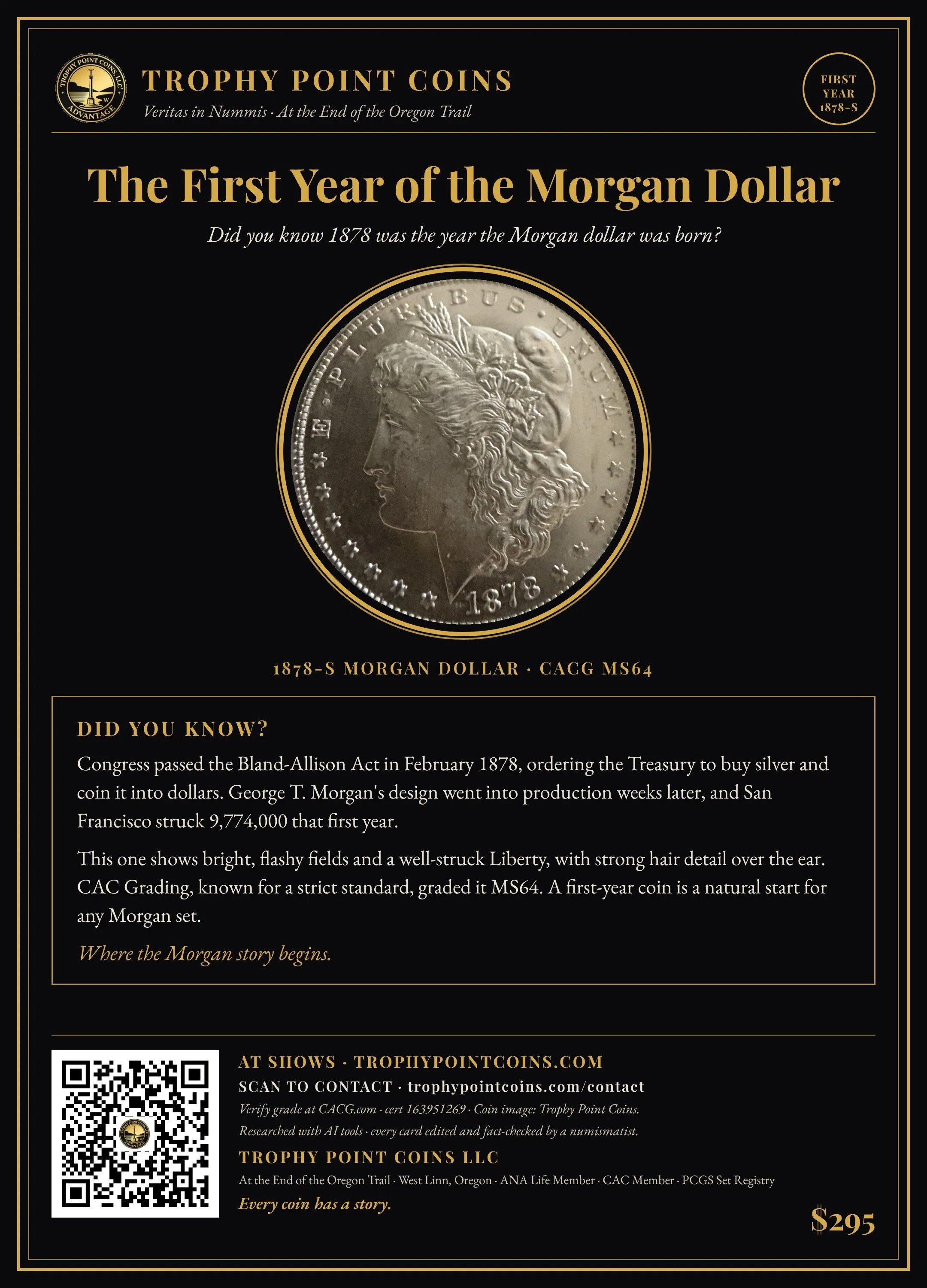 1878-S Morgan Dollar MS64 CACG