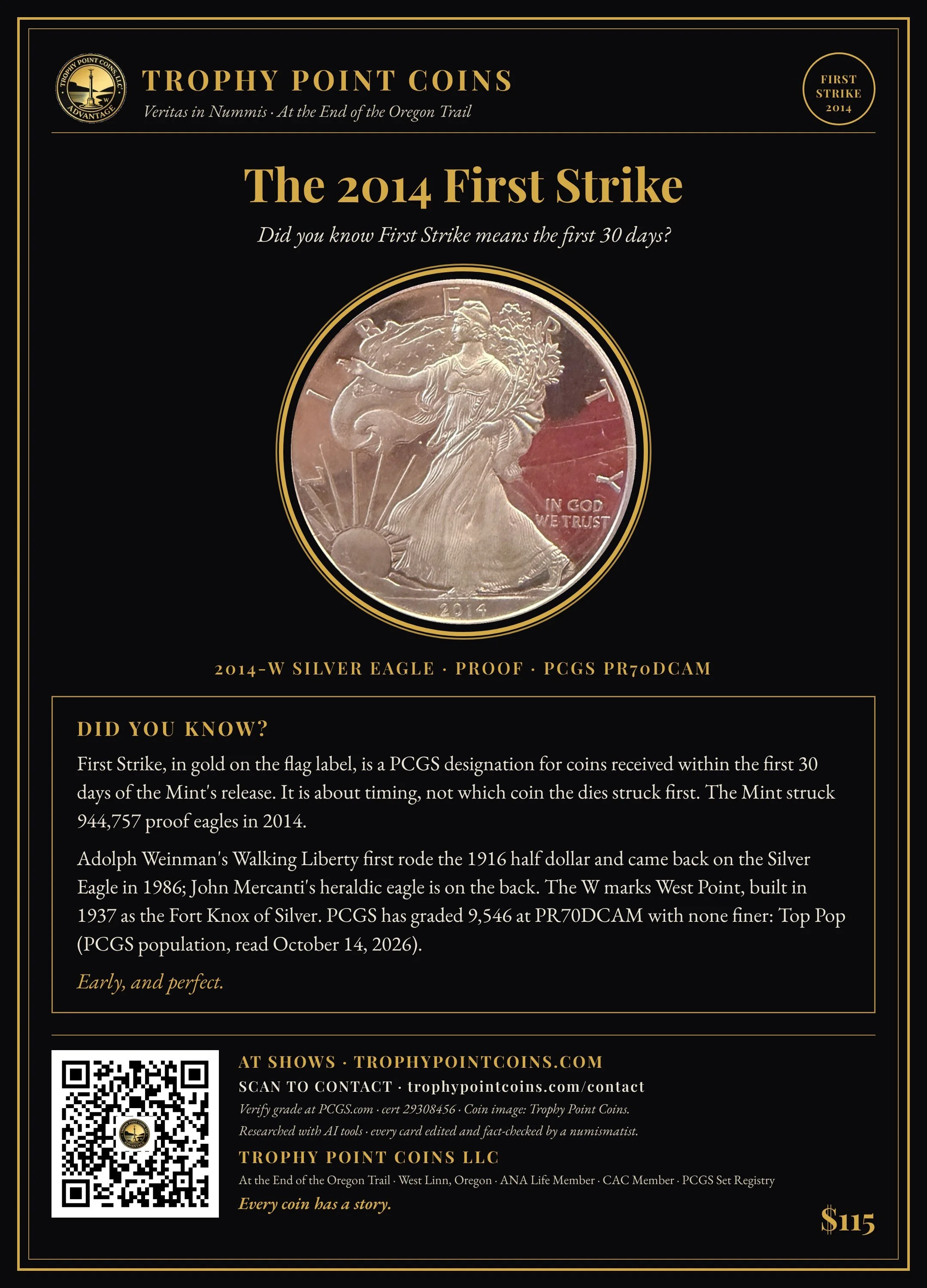 2014-W American Silver Eagle PR70DCAM PCGS