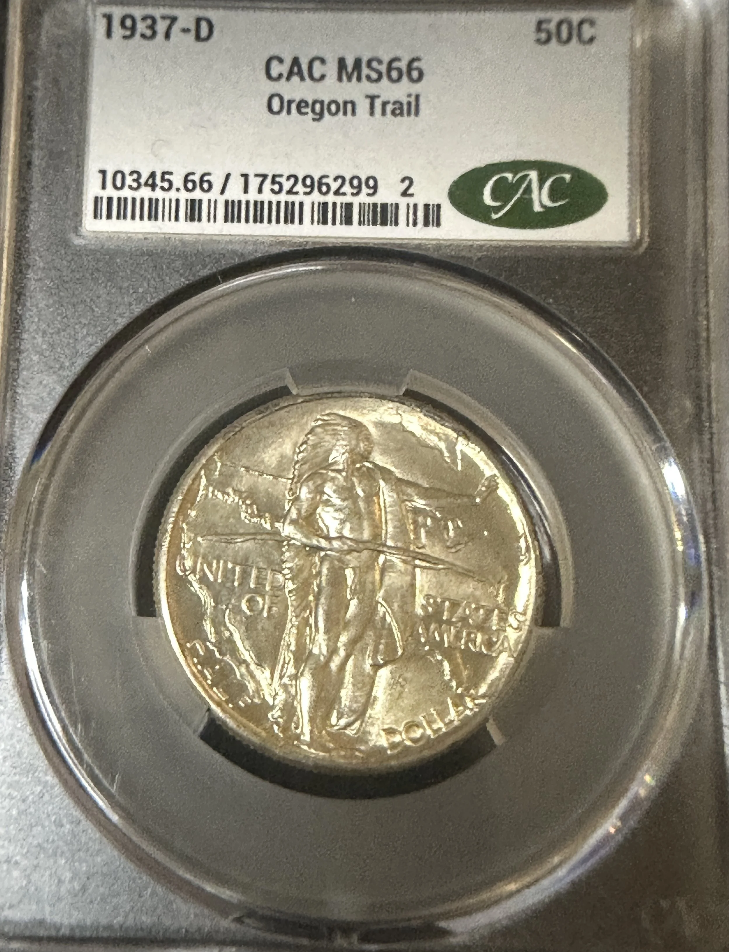 1937-D Oregon Trail Memorial Half Dollar — MS66 CAC | CACG Certified