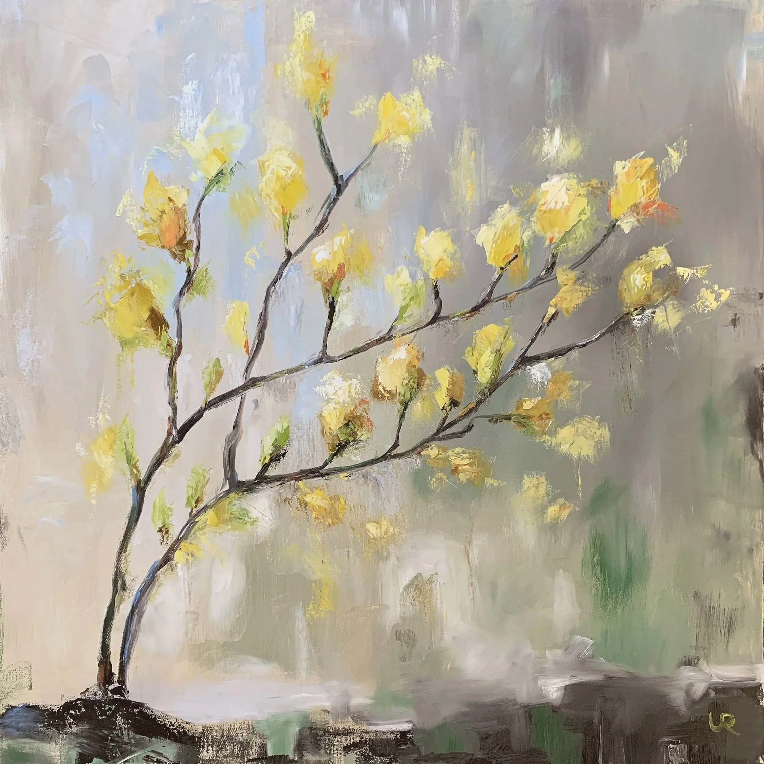 FLOWER SET YELLOW · 80 x 80 cm · Oil on 3d canvas