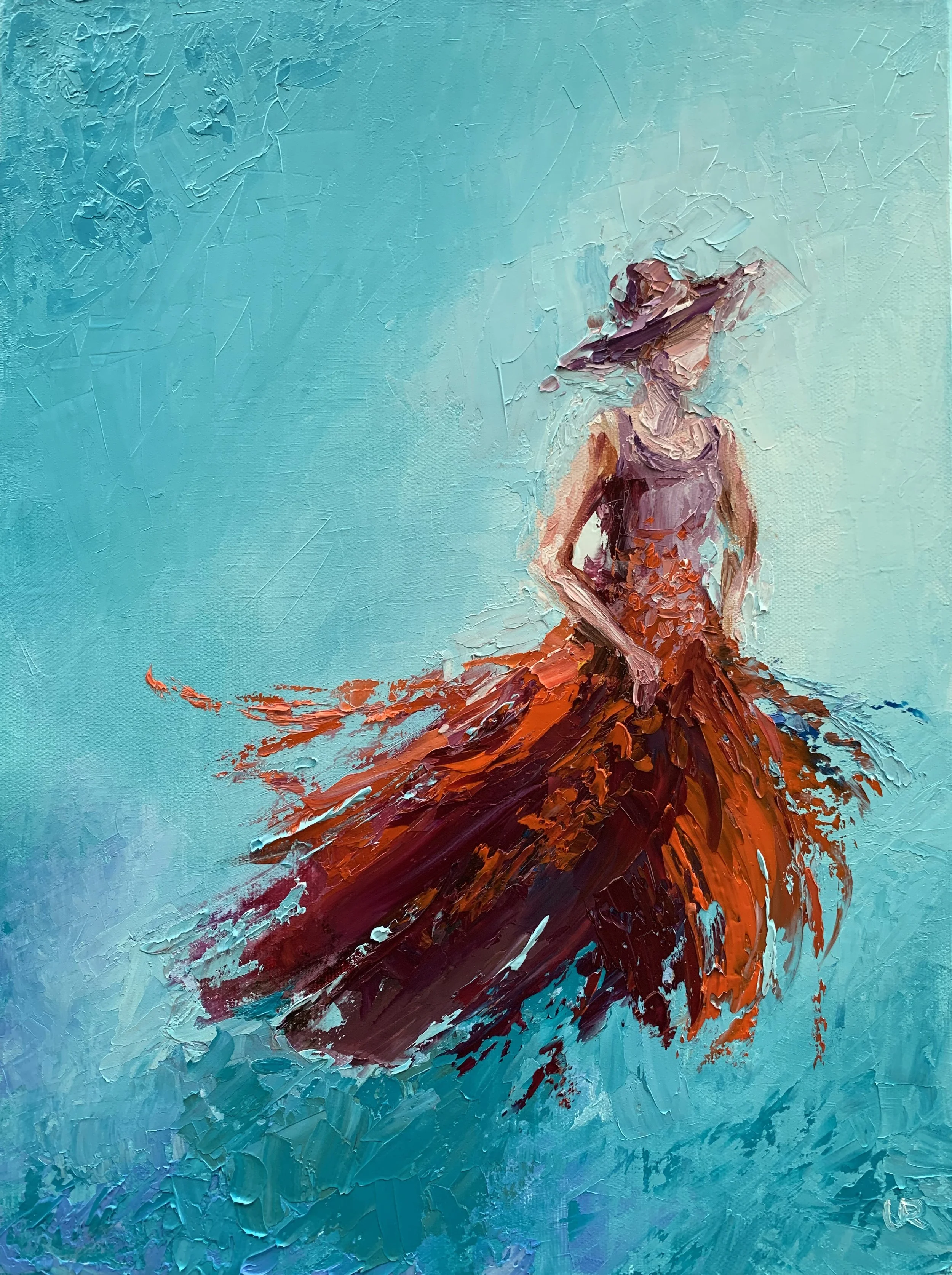 RED DRESS · 30 x 40 cm · Oil on 3d canvas