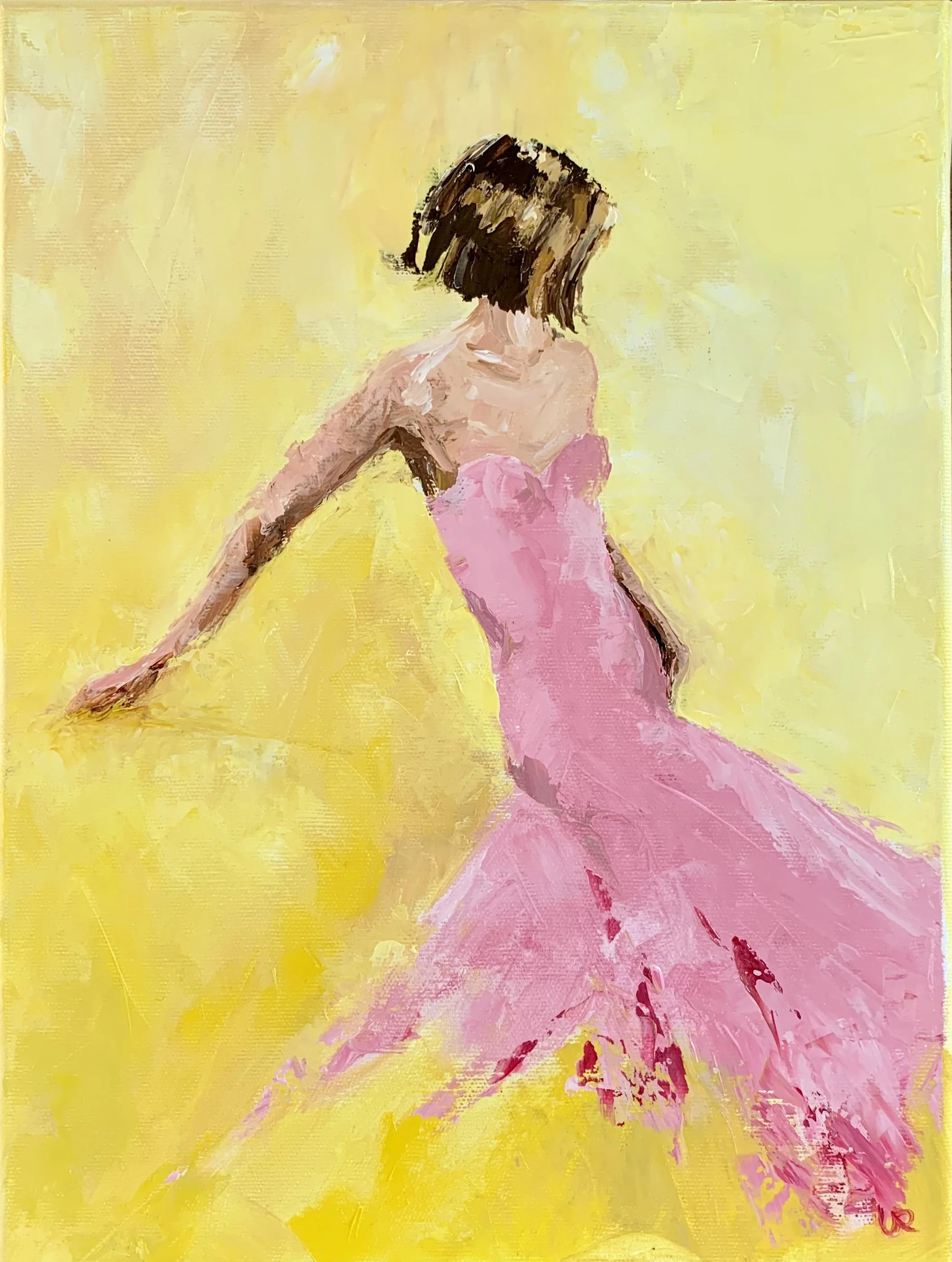 PINK DRESS · 30 x 40 cm · Oil on 3d canvas