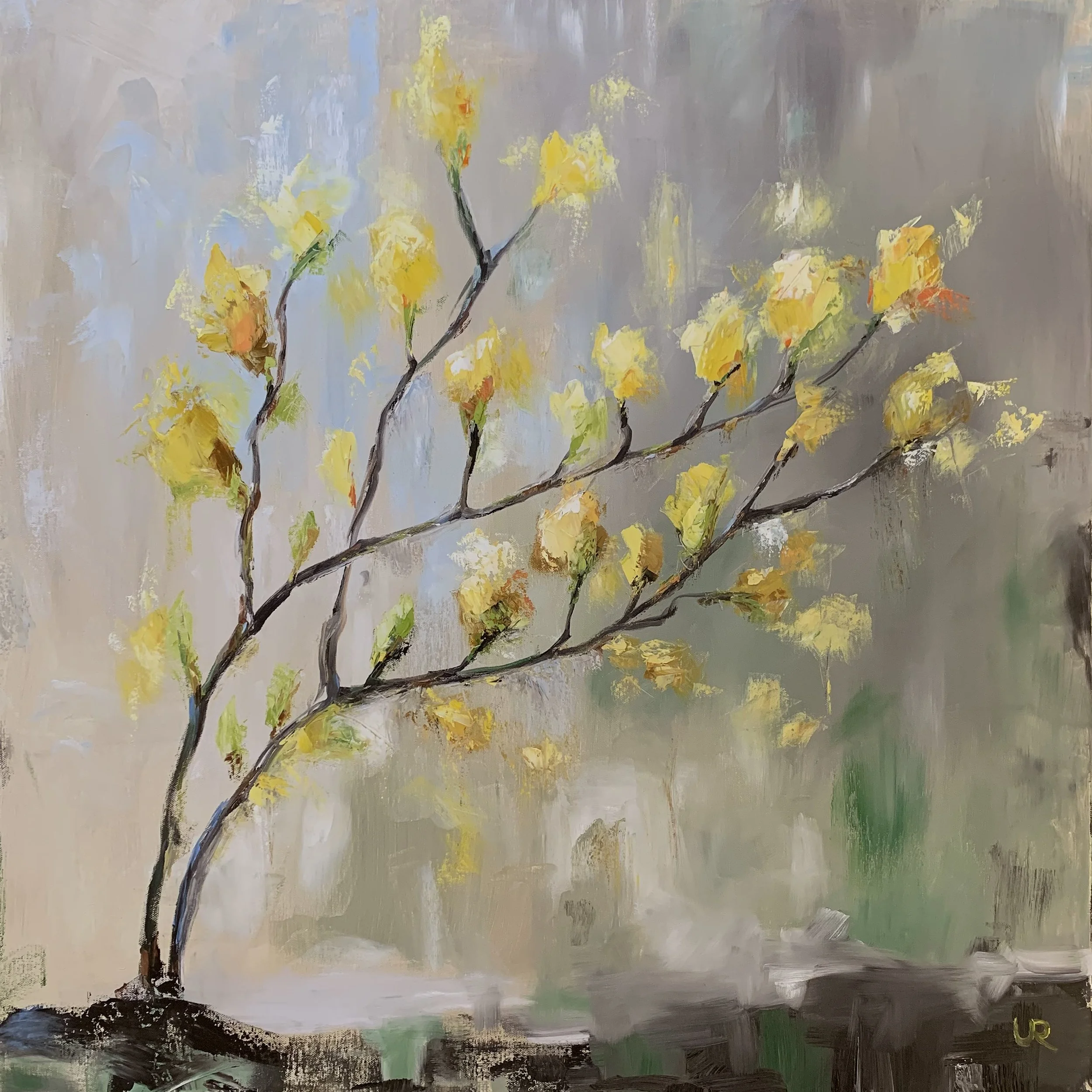 Flower set yellow // 80 x 80 cm // Oil on 3d canvas