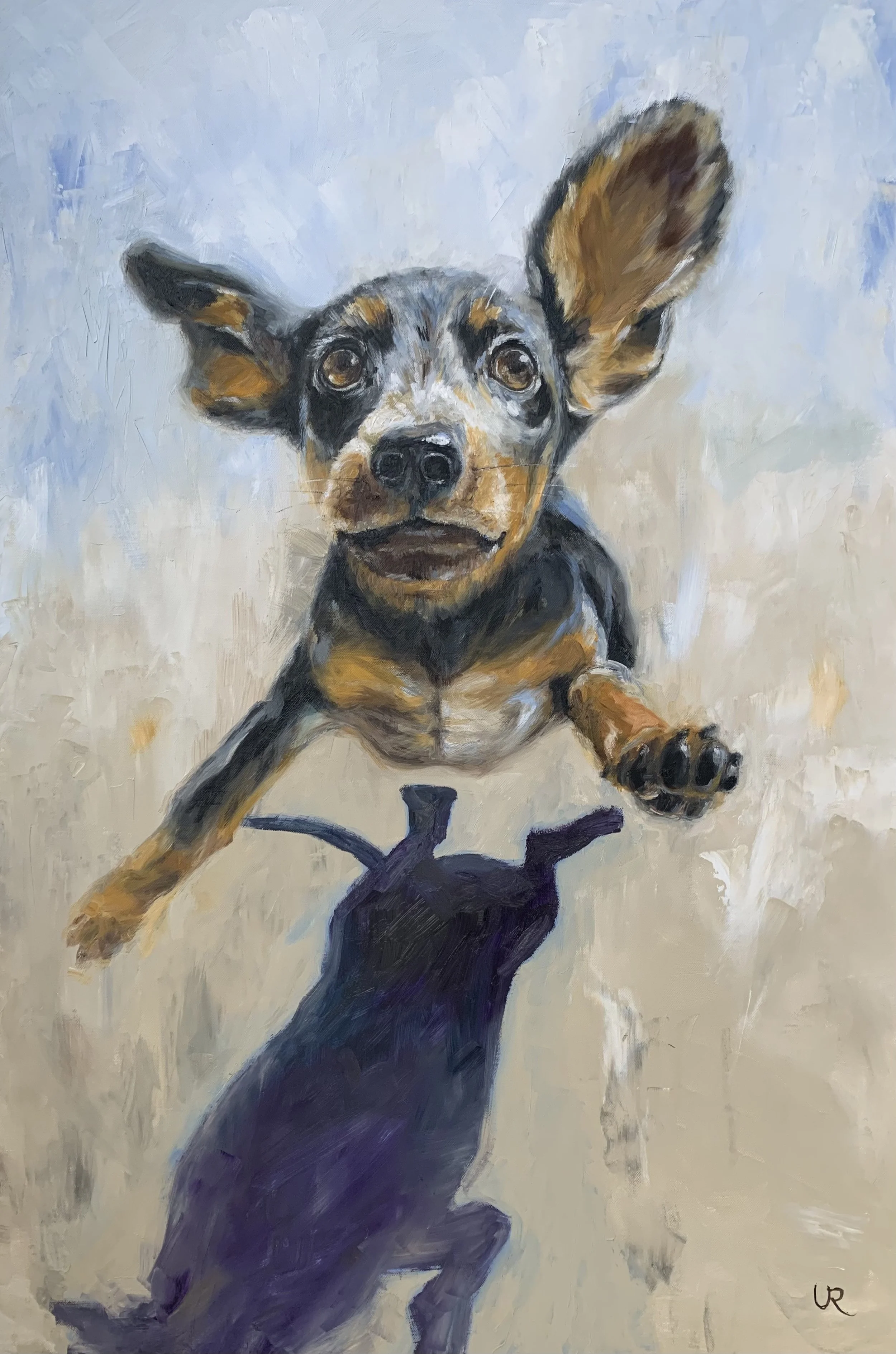 FLYING PUPPY · 60 x 90 cm · Oil on 3d canvas