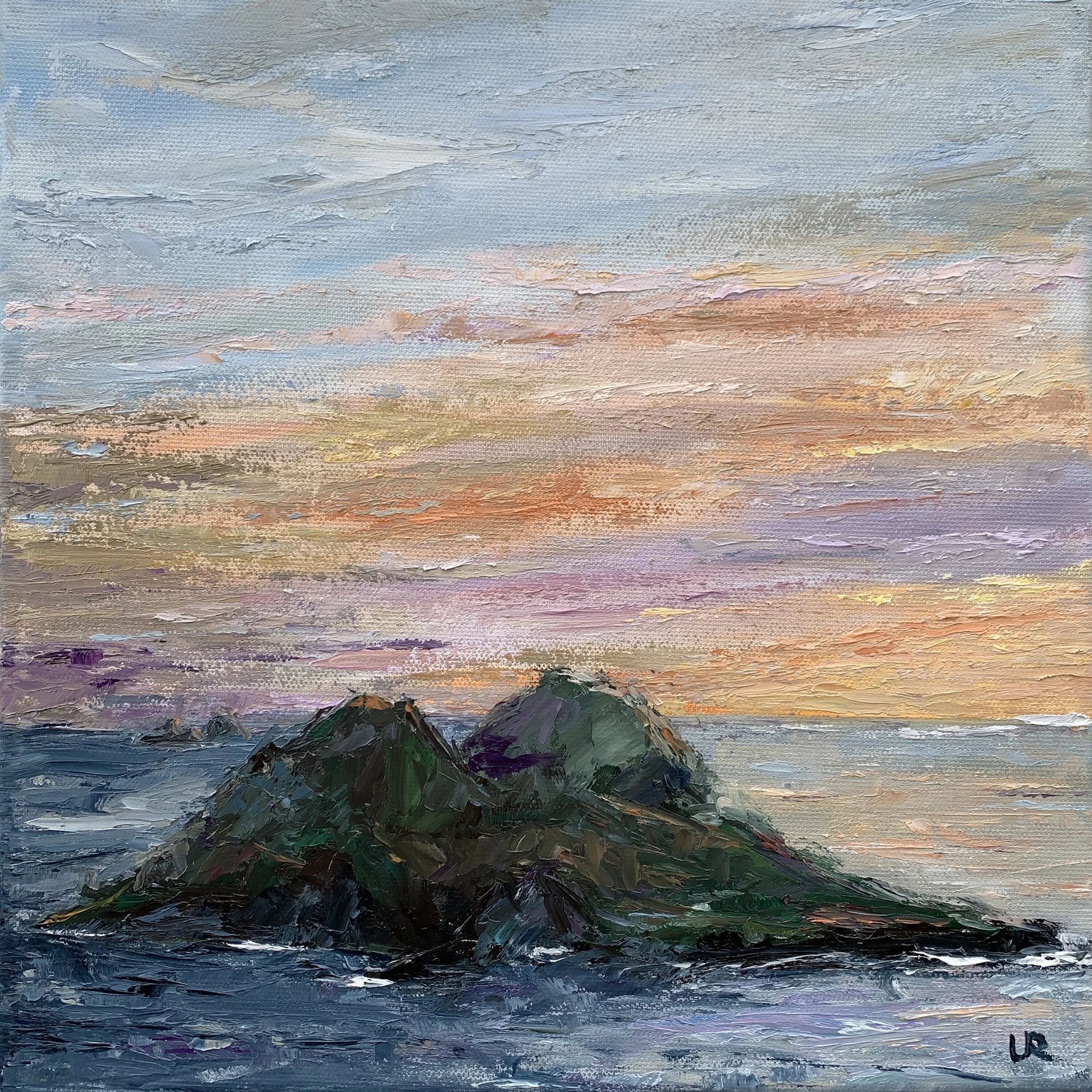 Puffin Island sunset // 30 x 30 cm // Oil on 3d canvas