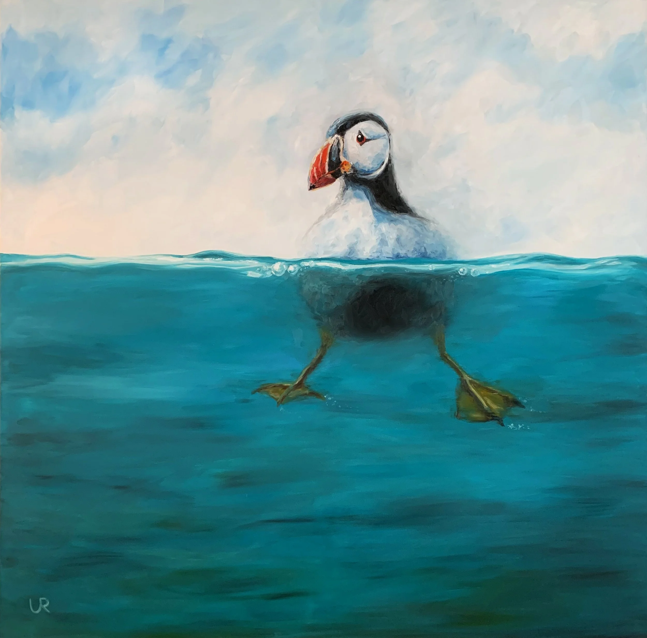 S O L D: SWIM · 100 x 100 cm · Oil on canvas