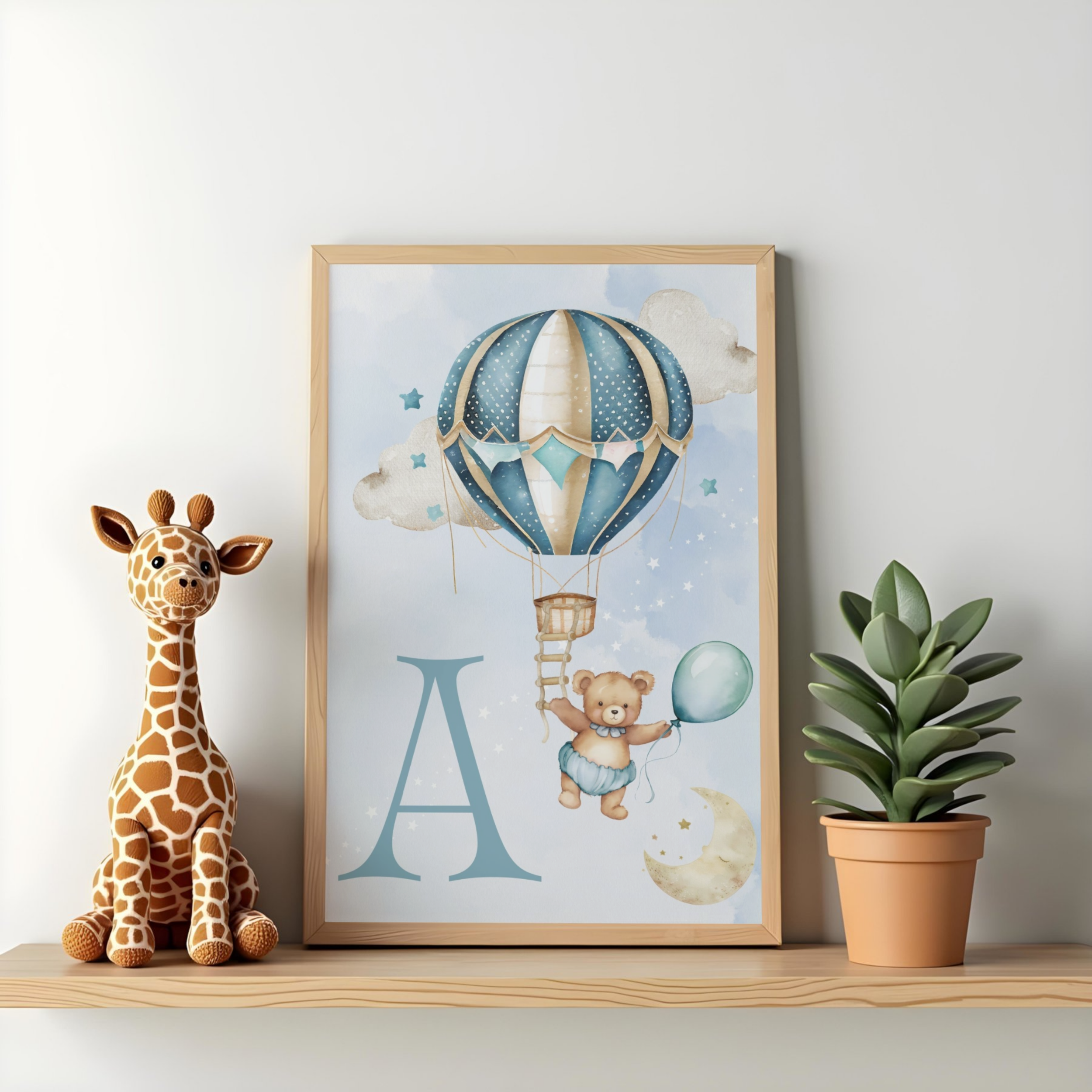Teddy & Hot air balloon - with letter