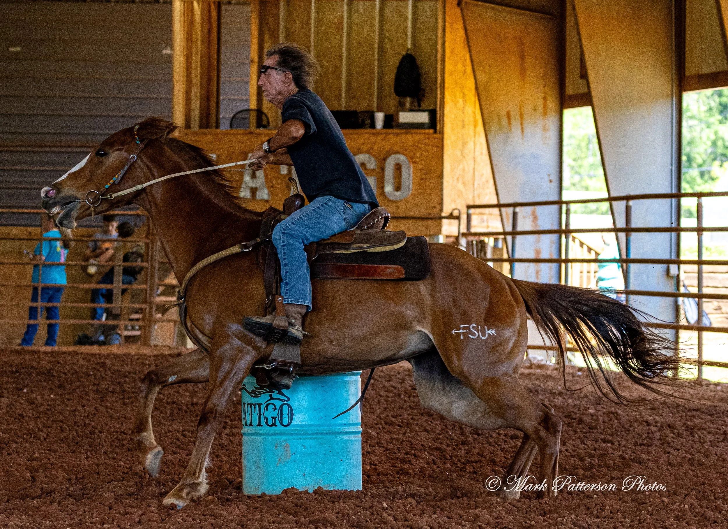 April 11, 2026, a barrel racing team competing at Latigo Farm in Landrum, SC. #1337