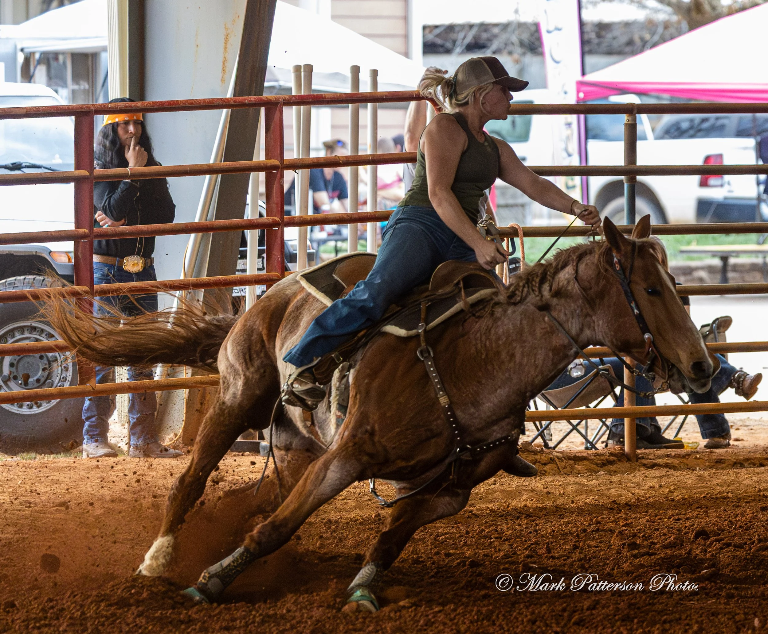 March 1, 2026, a barrel racing team competing at Latigo Farm in Landrum, SC. #26159
