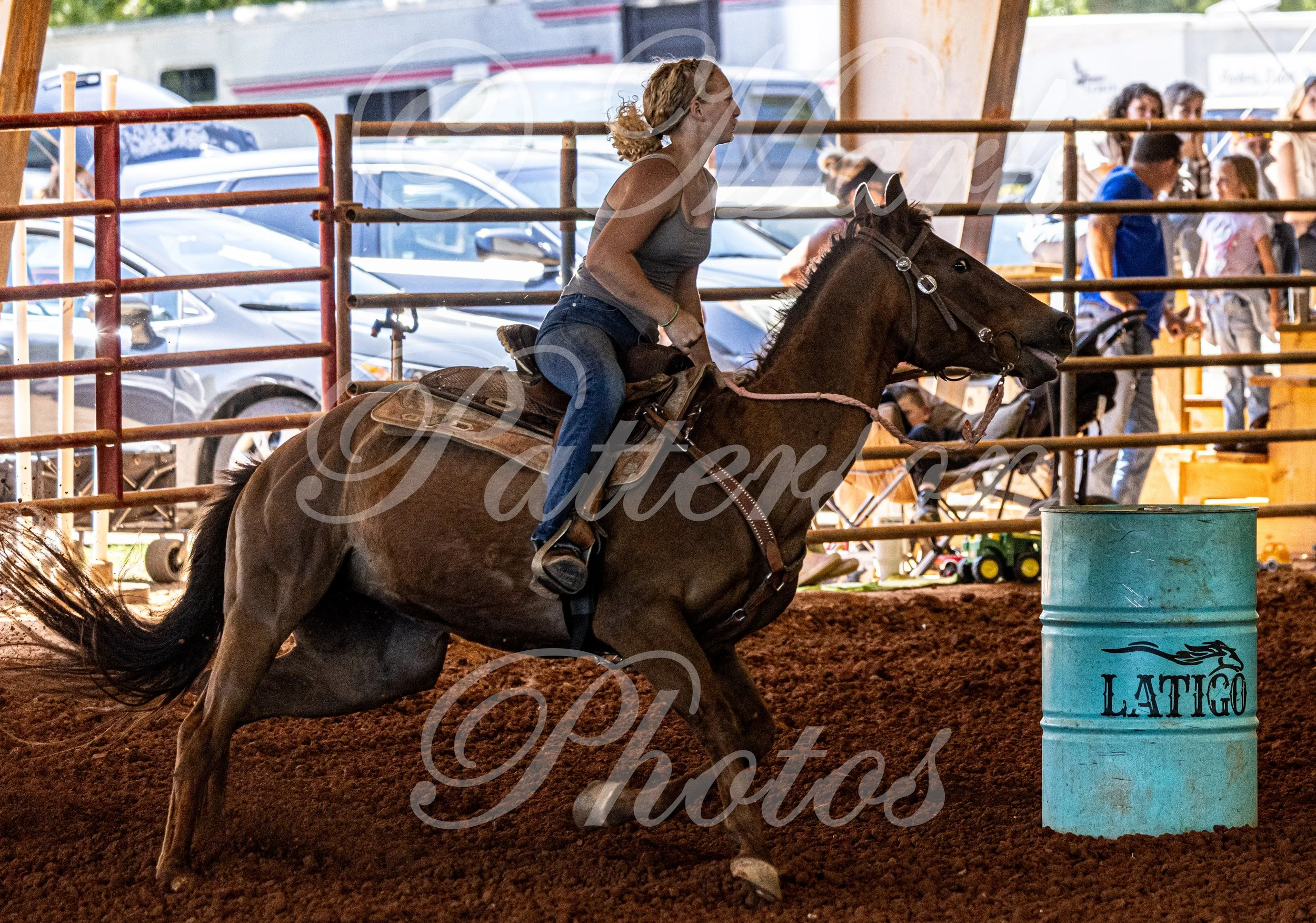 May 3, 2026, a barrel racing team competing at Latigo Farm in Landrum, SC. #11687