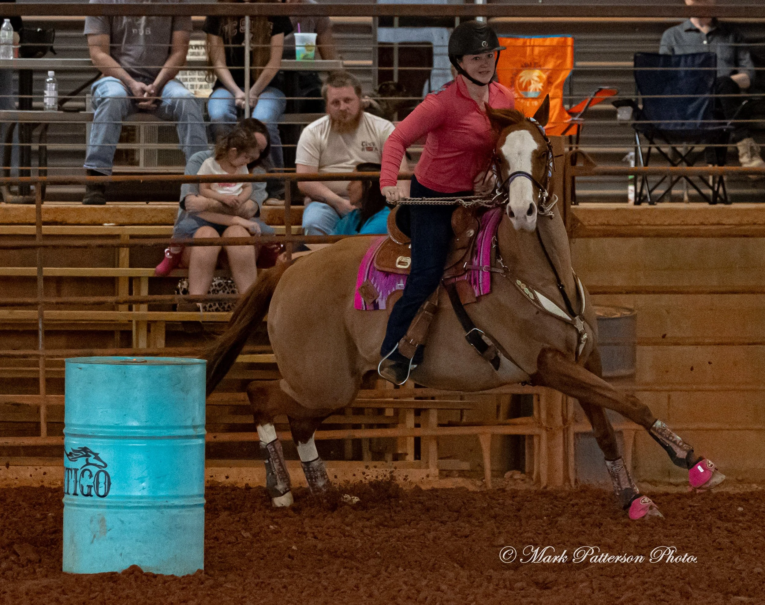 March 1, 2026, a barrel racing team competing at Latigo Farm in Landrum, SC. #25024