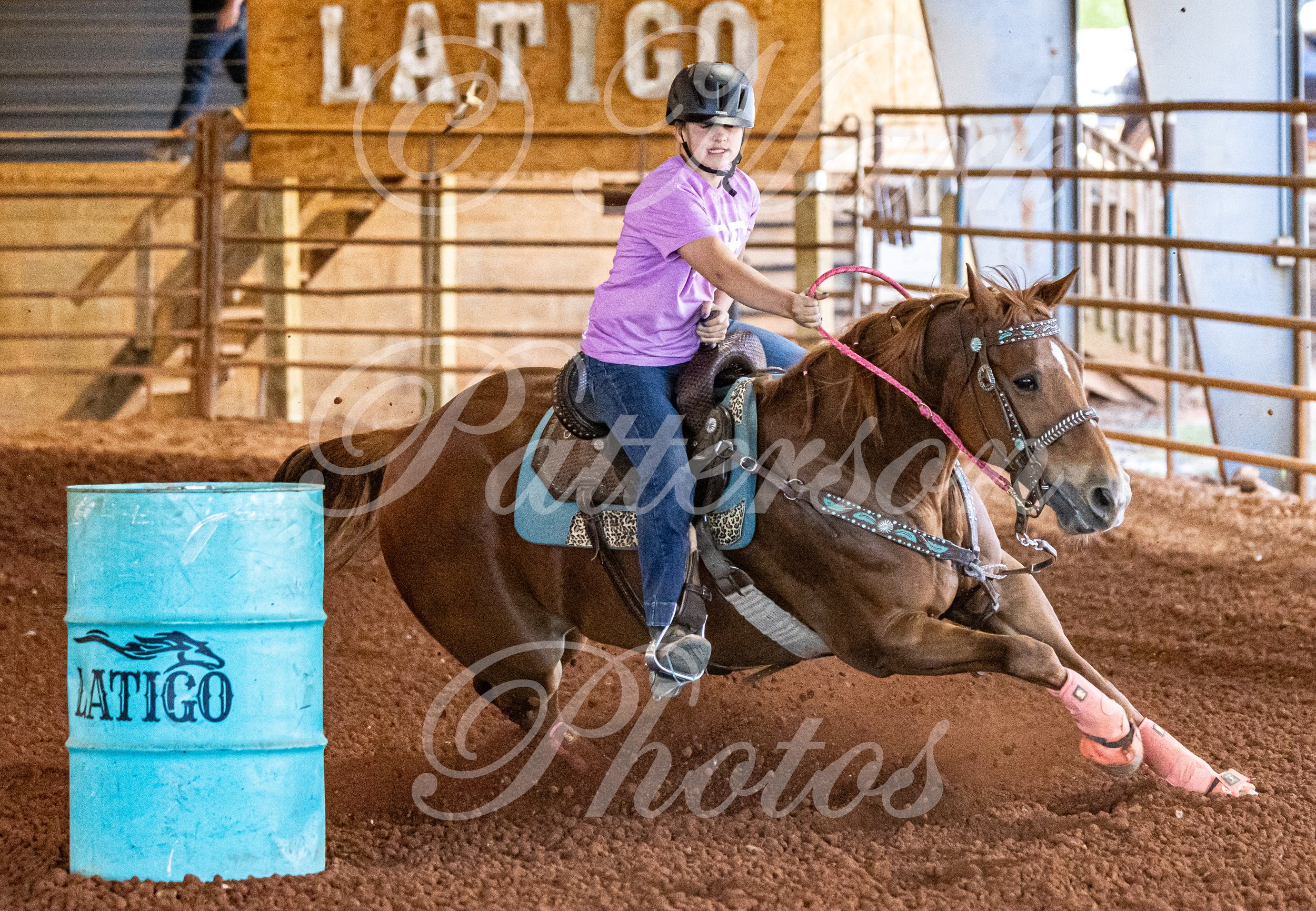 May 3, 2026, a barrel racing team competing at Latigo Farm in Landrum, SC. #13113