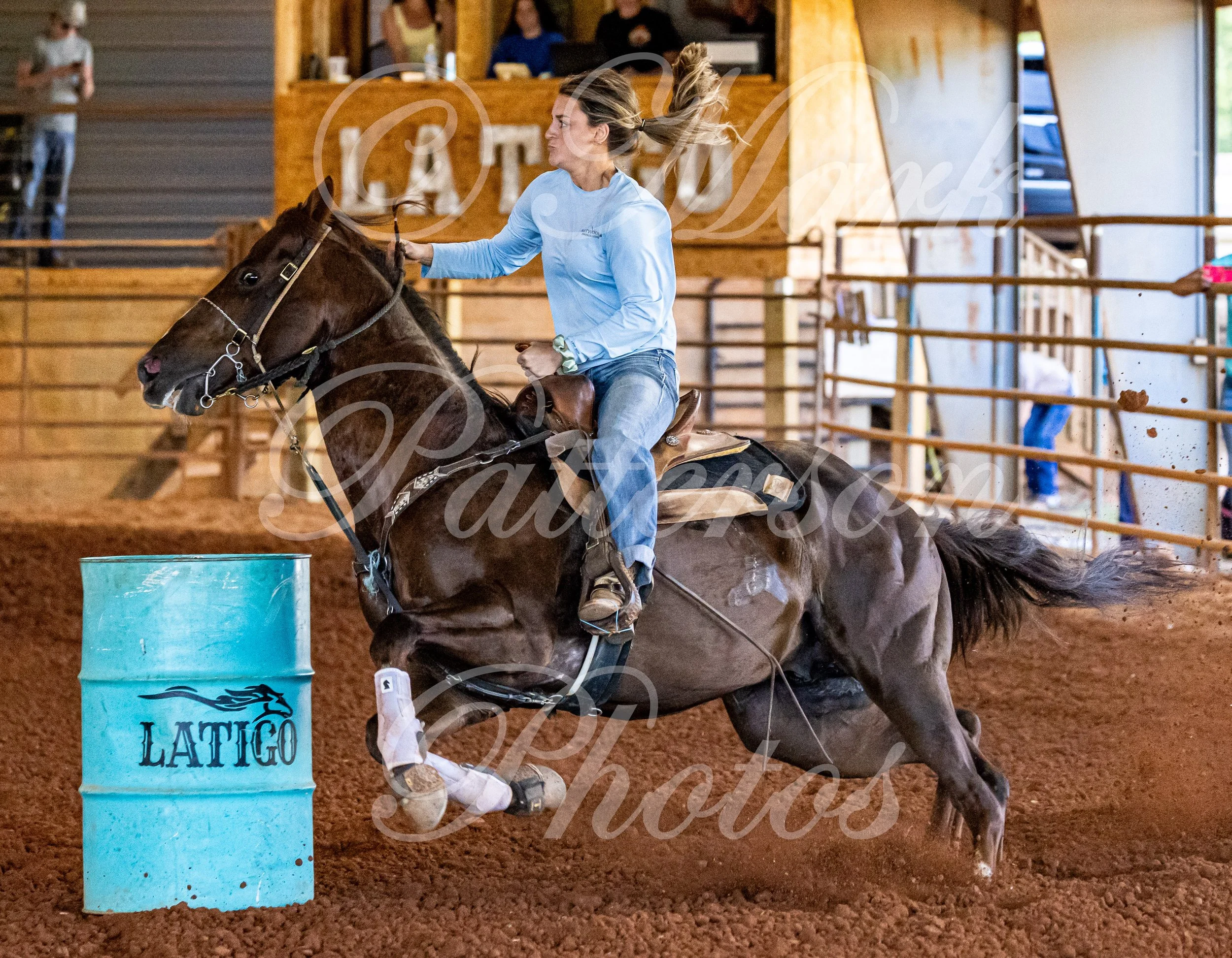 May 3, 2026, a barrel racing team competing at Latigo Farm in Landrum, SC. #12251