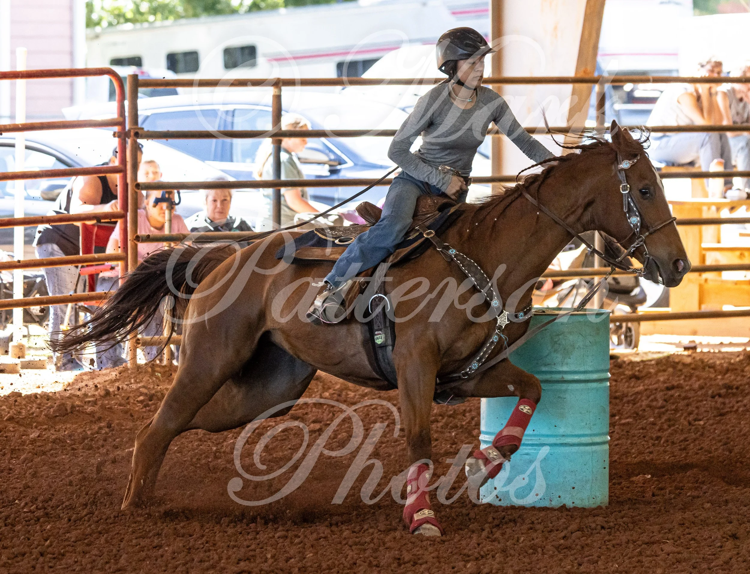 May 3, 2026, a barrel racing team competing at Latigo Farm in Landrum, SC. #12671