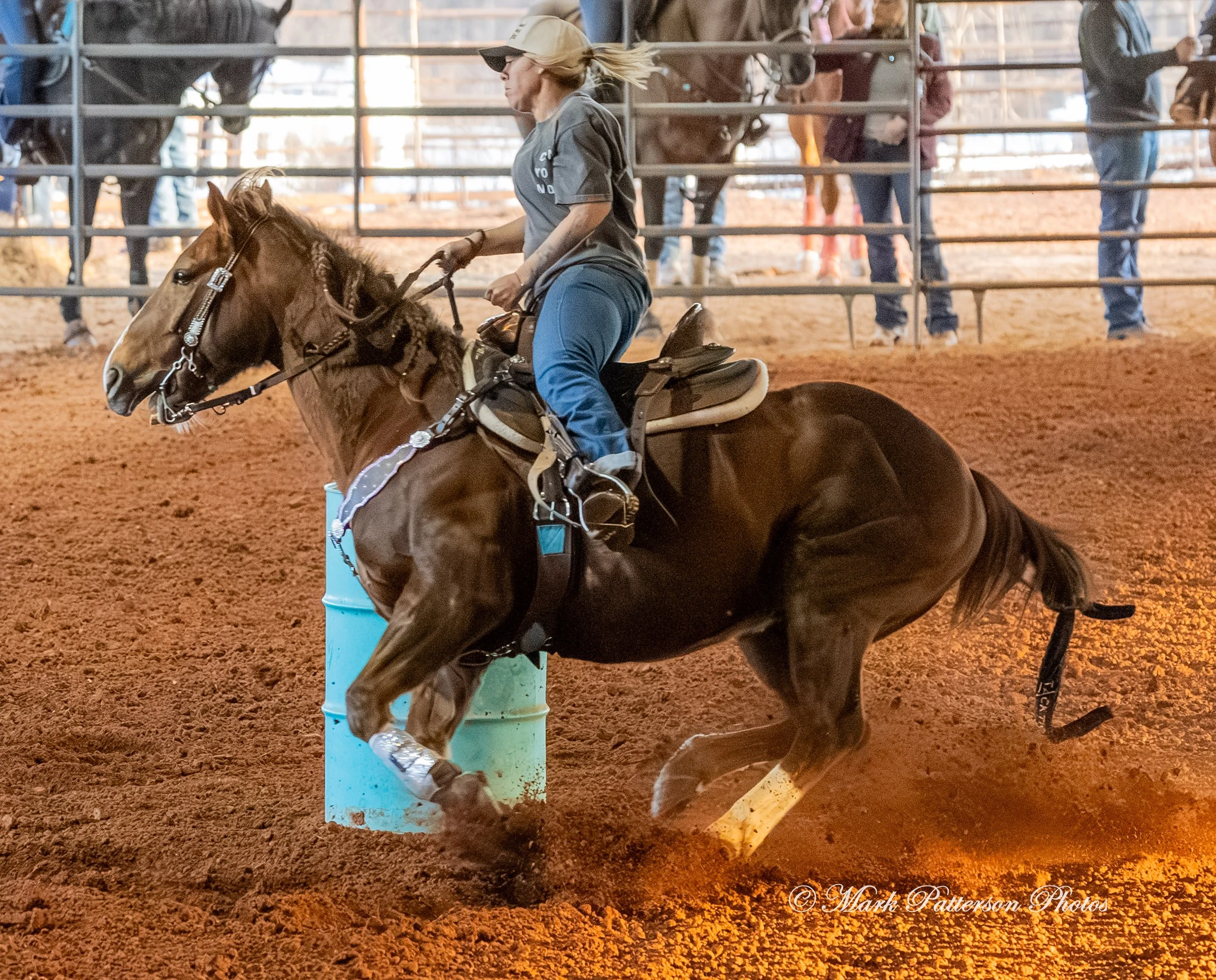 January 4, 2026, a barrel racing team competing at Latigo Farm in Landrum. #18508