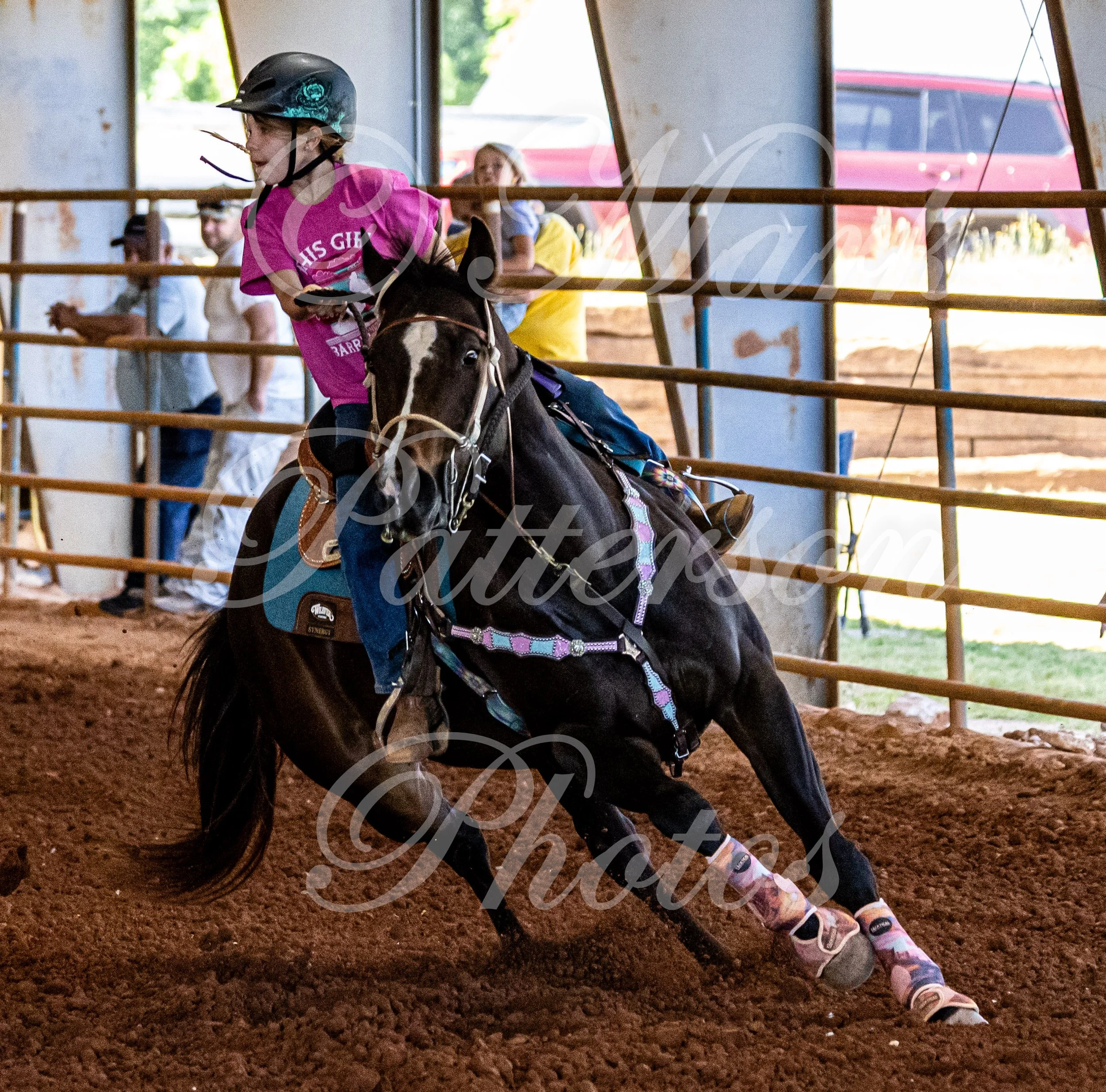 May 3, 2026, a barrel racing team competing at Latigo Farm in Landrum, SC. #11464