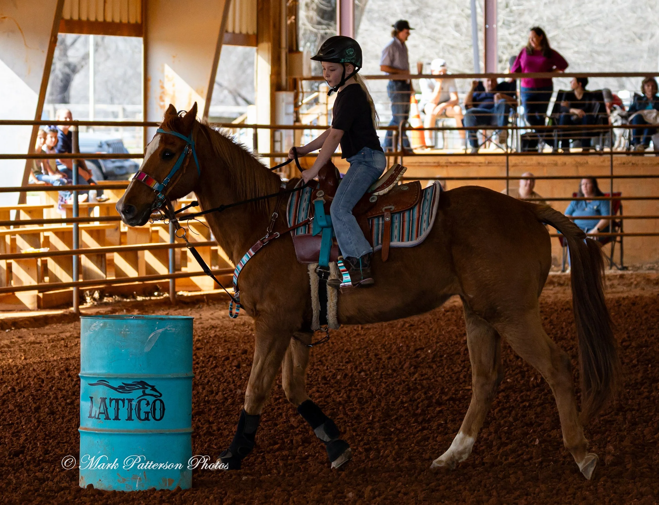 March 1, 2026, a barrel racing team competing at Latigo Farm in Landrum, SC. #24746