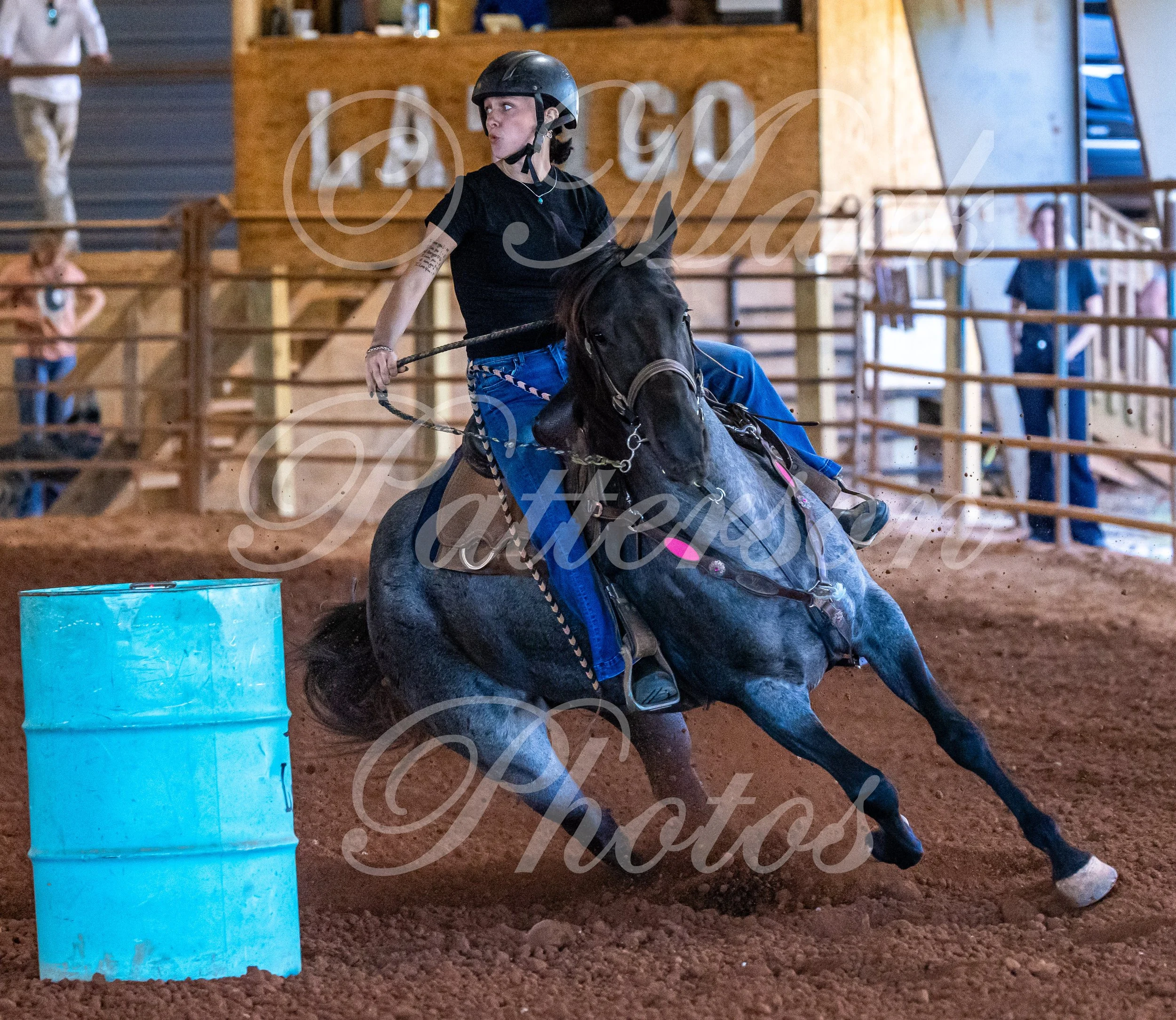 May 3, 2026, a barrel racing team competing at Latigo Farm in Landrum, SC. #12442
