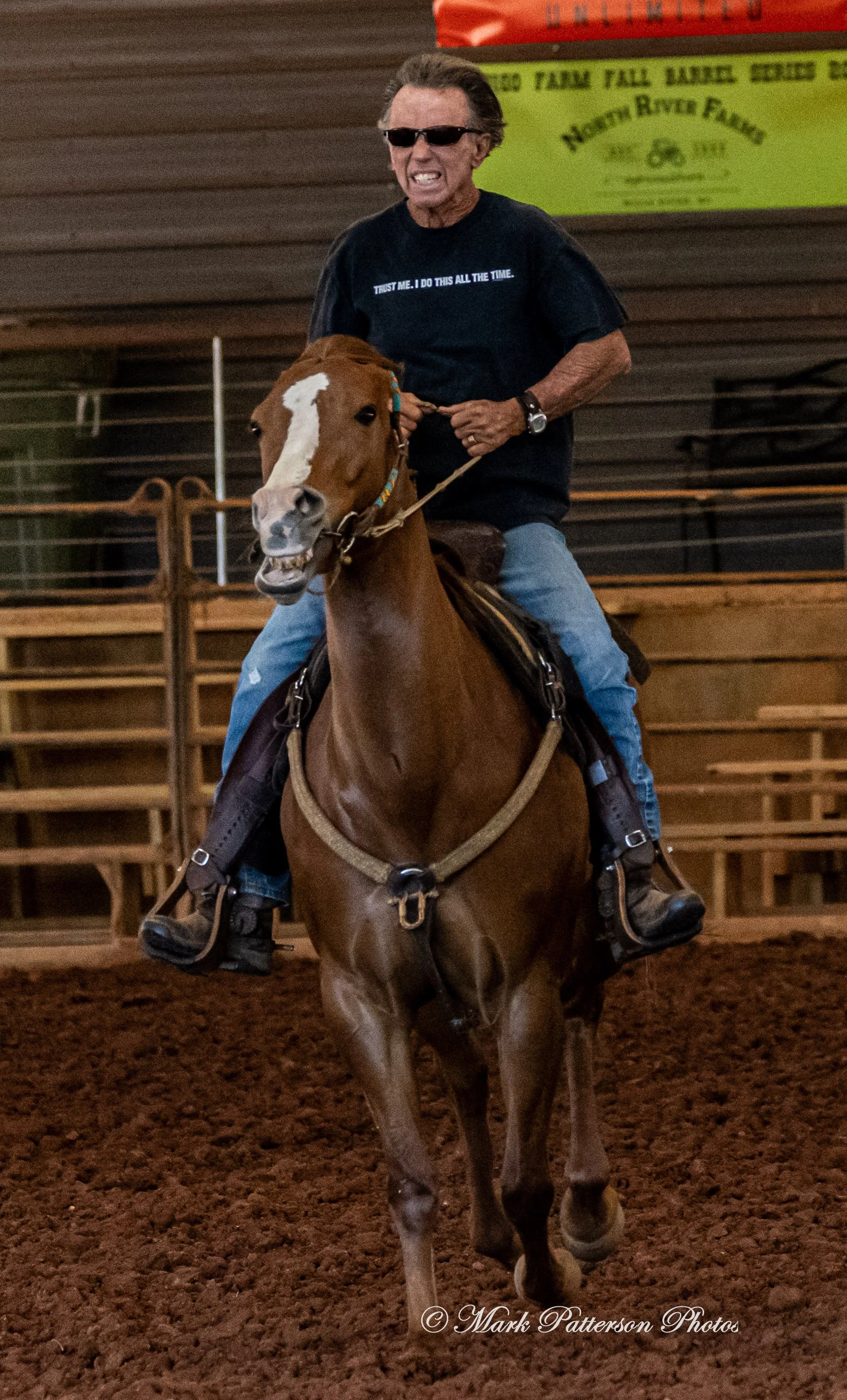 April 11, 2026, a barrel racing team competing at Latigo Farm in Landrum, SC. #1363