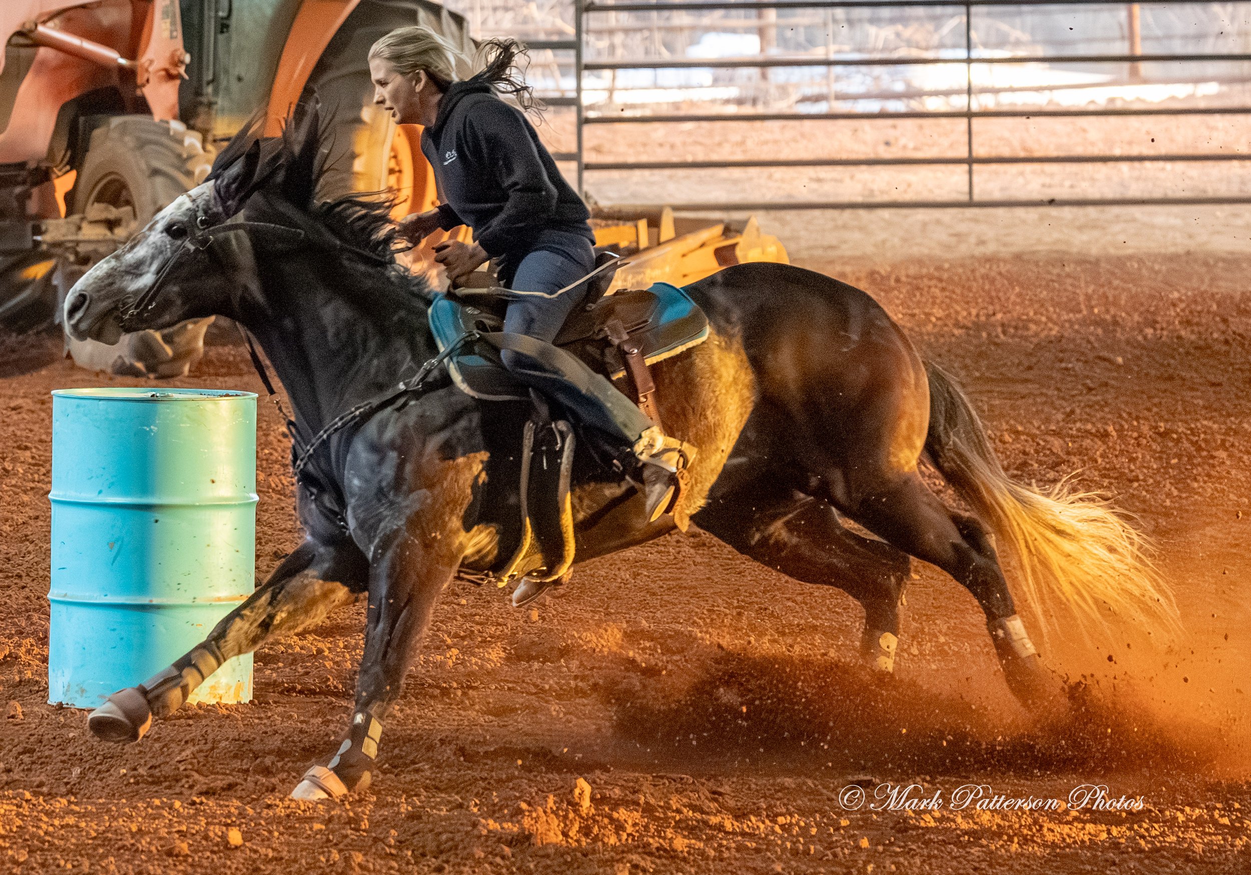 January 4, 2026, a barrel racing team competing at Latigo Farm in Landrum. #18682