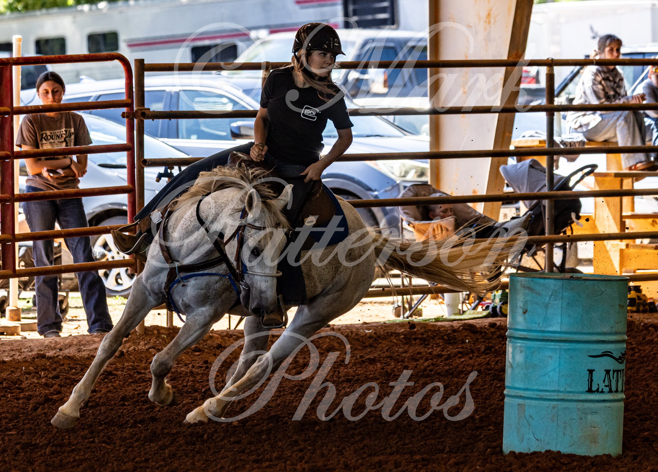 May 3, 2026, a barrel racing team competing at Latigo Farm in Landrum, SC. #11498
