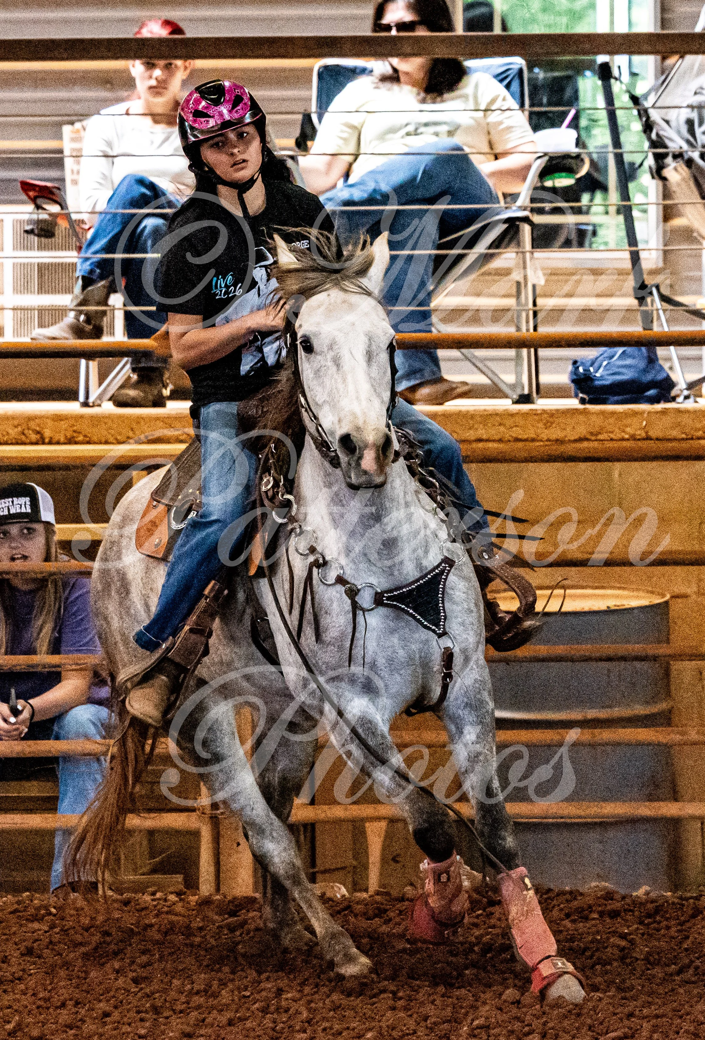 May 3, 2026, a barrel racing team competing at Latigo Farm in Landrum, SC. #11527